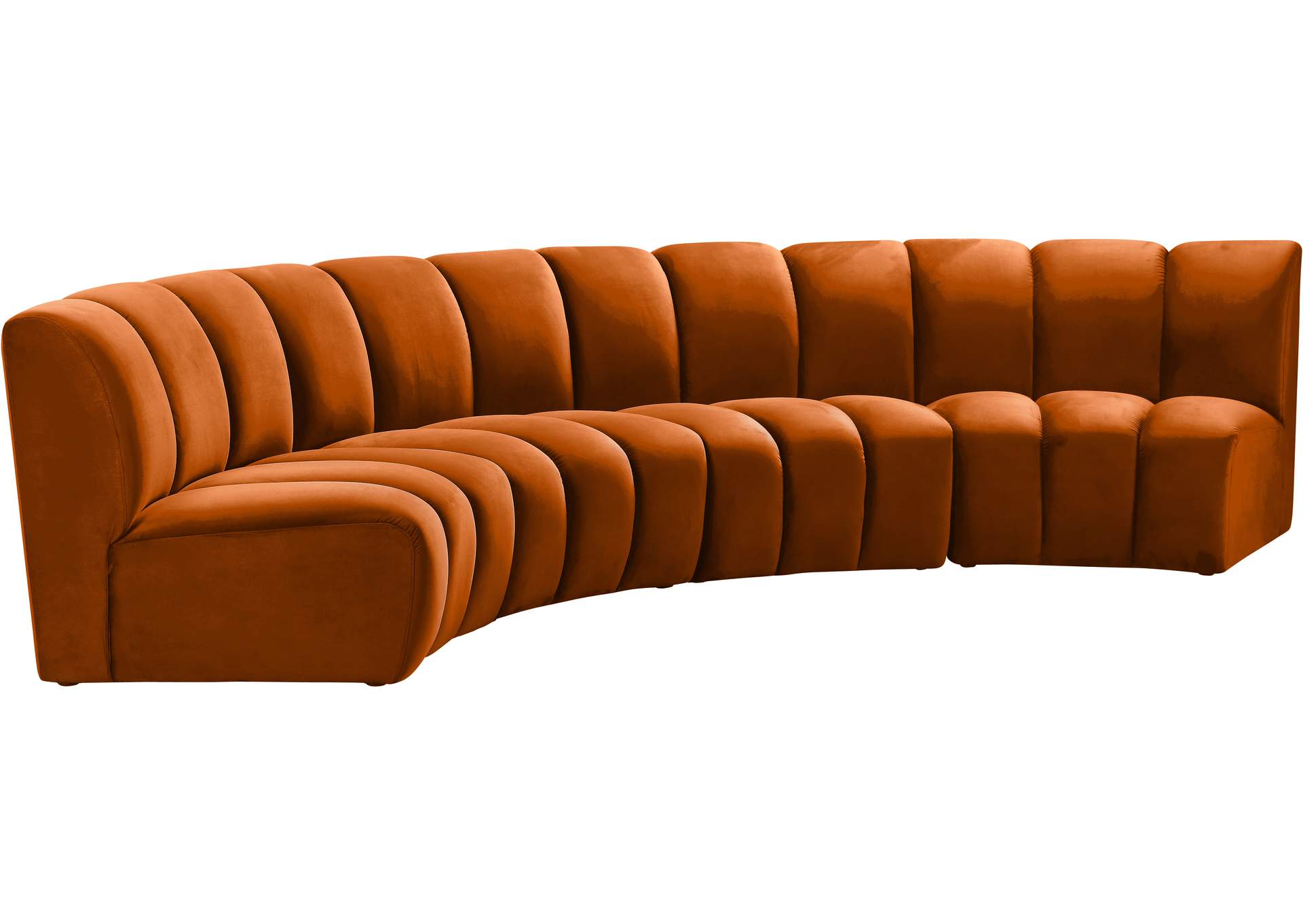 Infinity Cognac Velvet 4 Piece Modular Sectional
