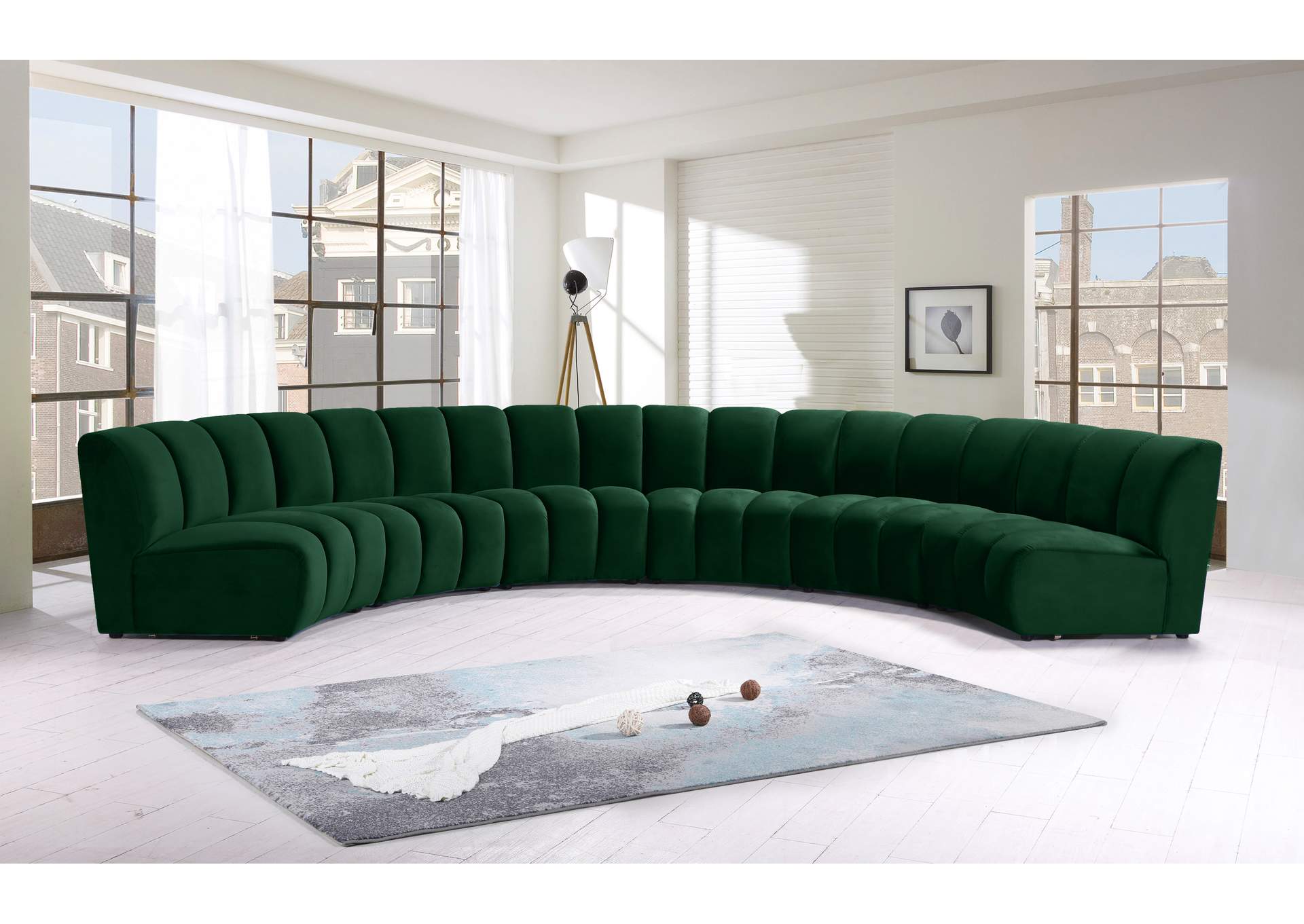 Infinity Green Velvet 6 Piece . Modular Sectional