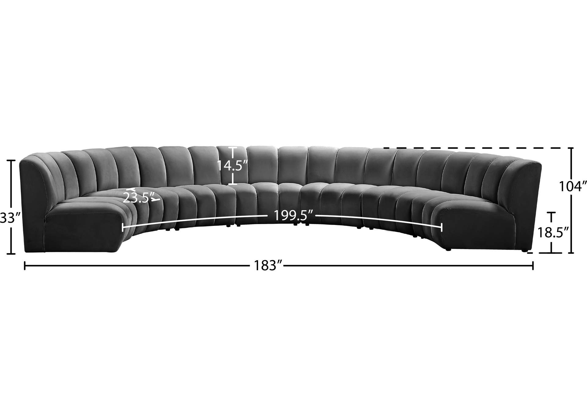 Infinity Grey Velvet 7 Piece Modular Sectional