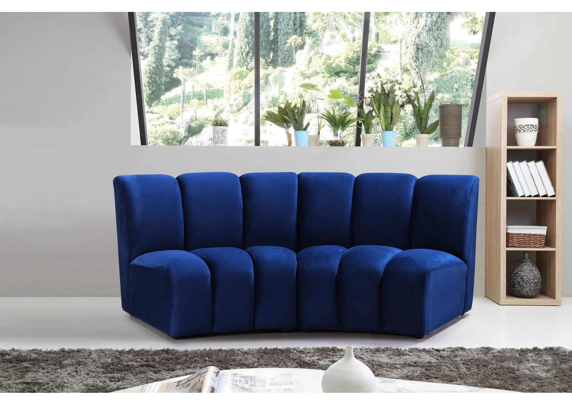 Infinity Navy Velvet 2 Piece Modular Sectional