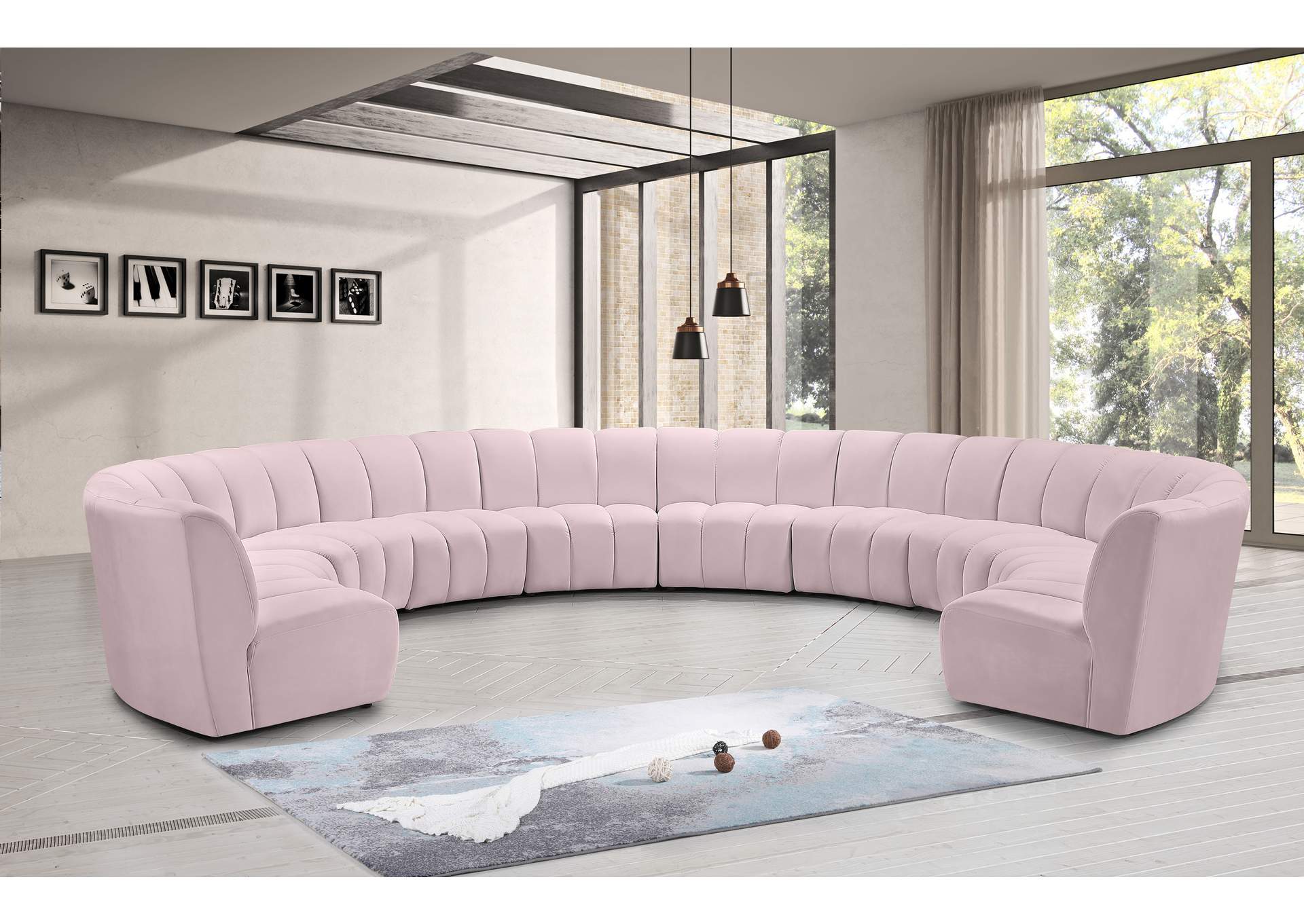 Infinity Pink Velvet 10 Piece Modular Sectional