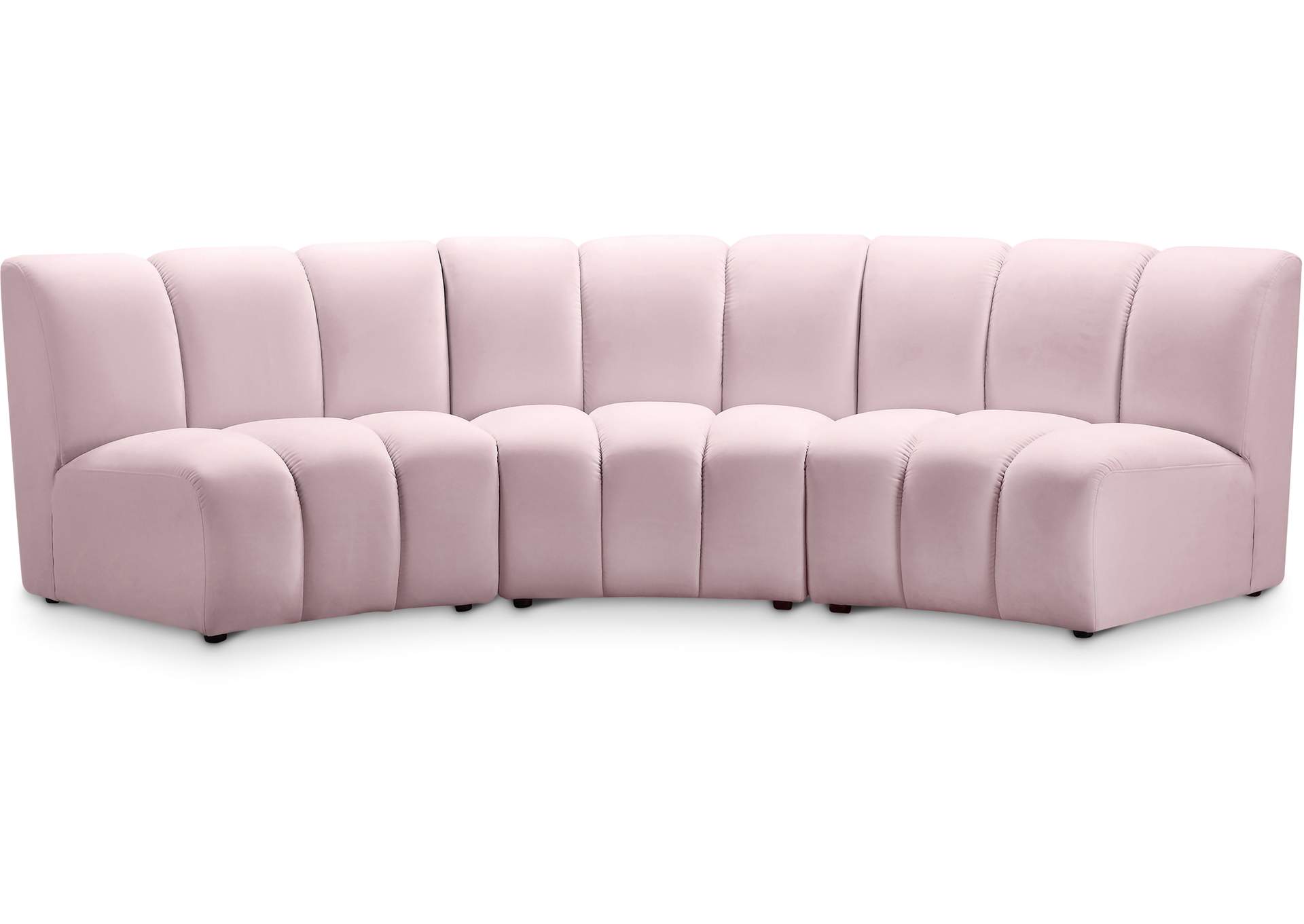 Infinity Pink Velvet 3 Piece Modular Sectional
