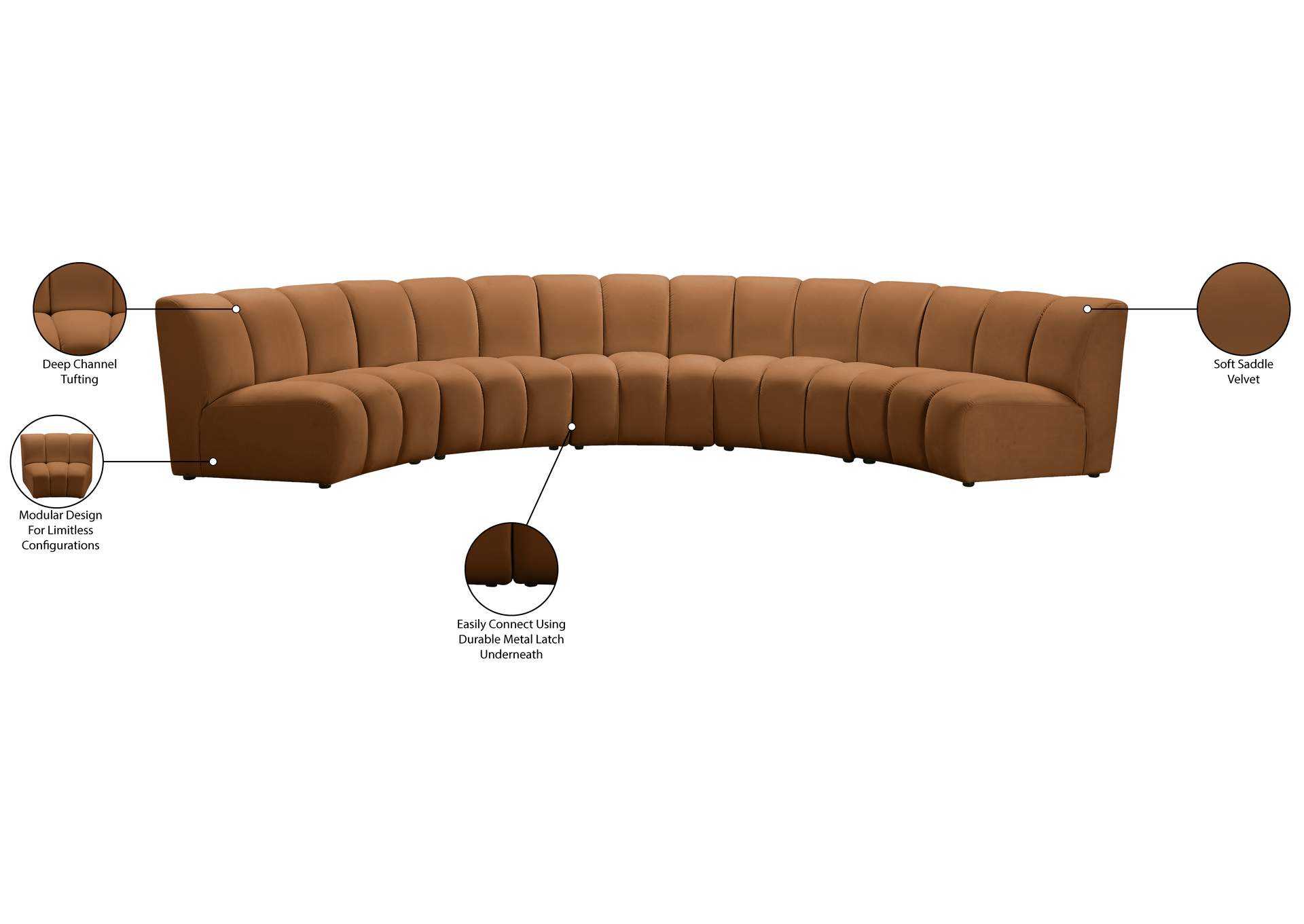 Infinity Saddle Velvet 5 Piece Modular Sectional image 12