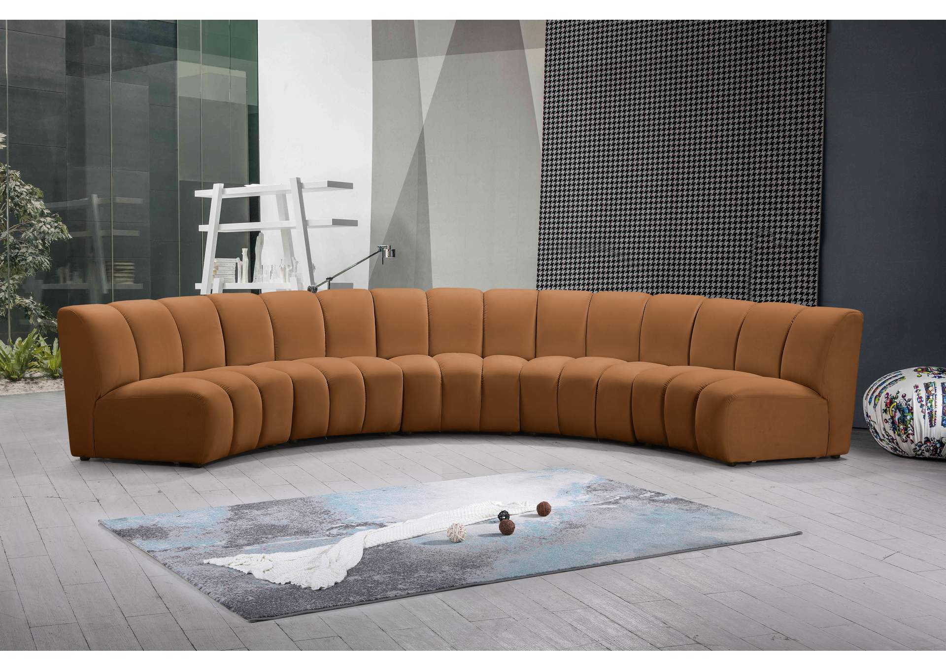 Infinity Saddle Velvet 5 Piece Modular Sectional image 3
