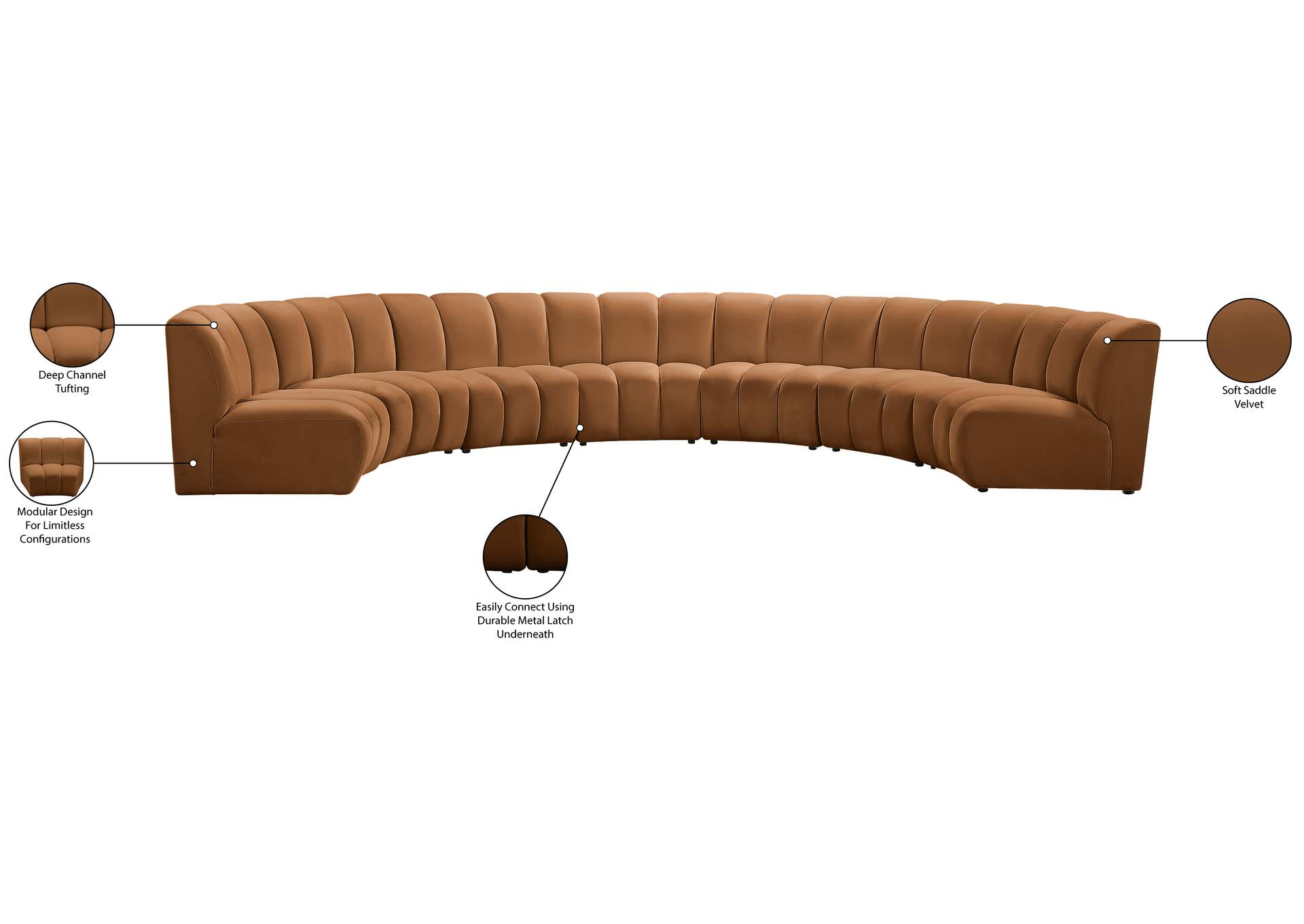 Infinity Saddle Velvet 7 Piece Modular Sectional image 12