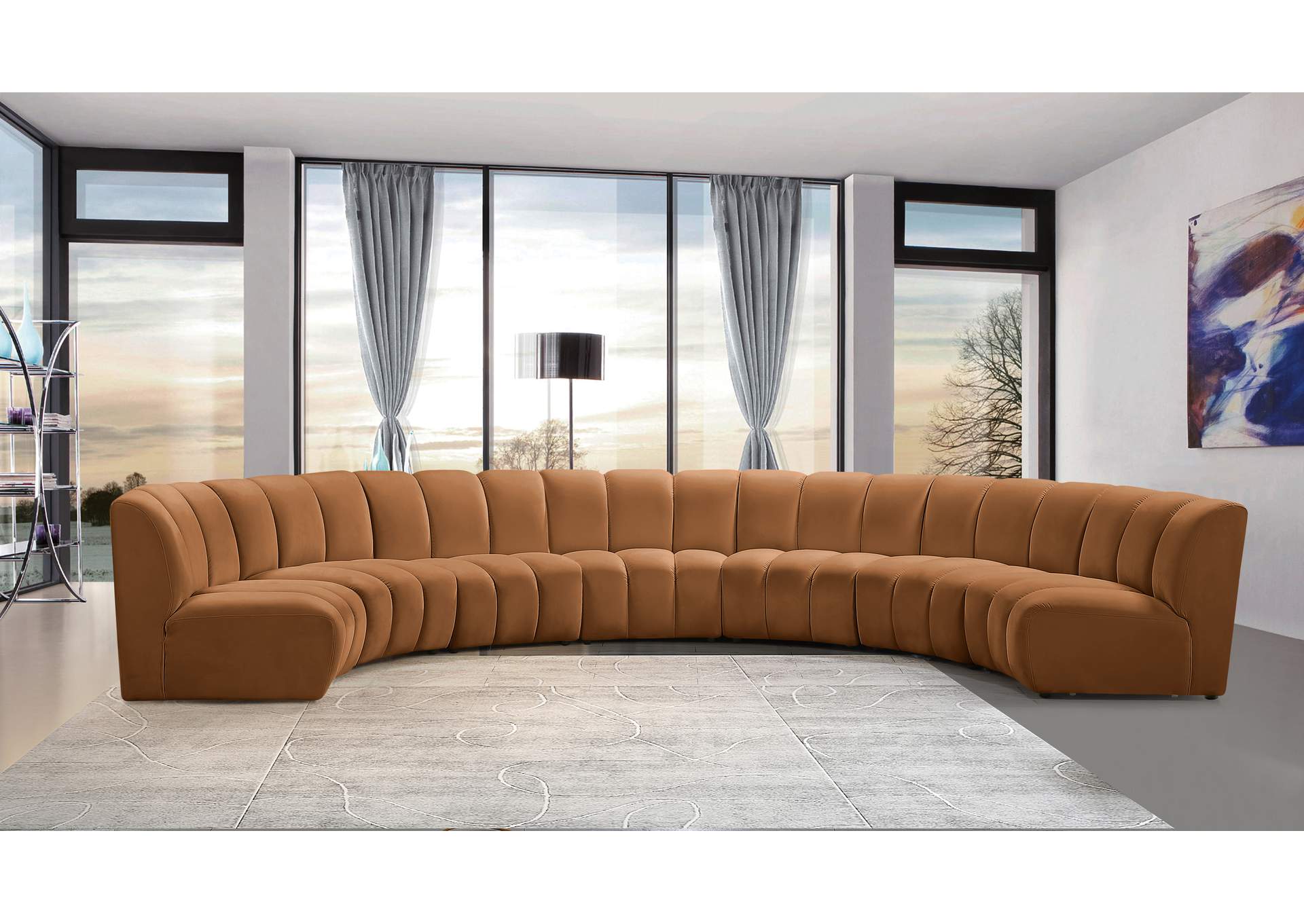 Infinity Saddle Velvet 7 Piece Modular Sectional image 3