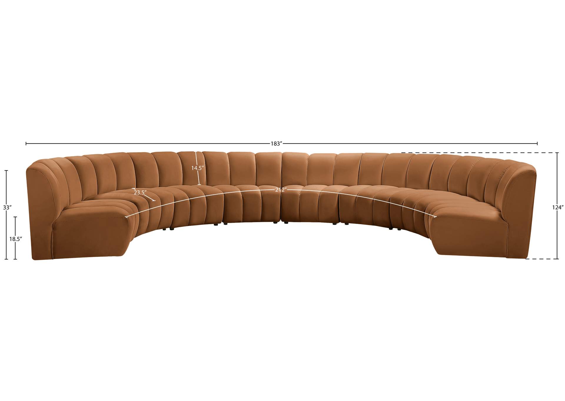 Infinity Saddle Velvet 8 Piece Modular Sectional
