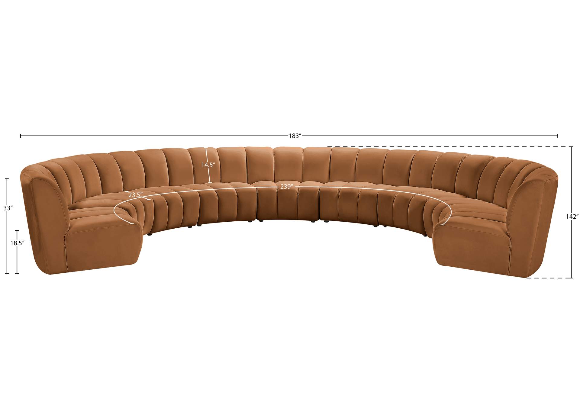 Infinity Saddle Velvet 9 Piece Modular Sectional