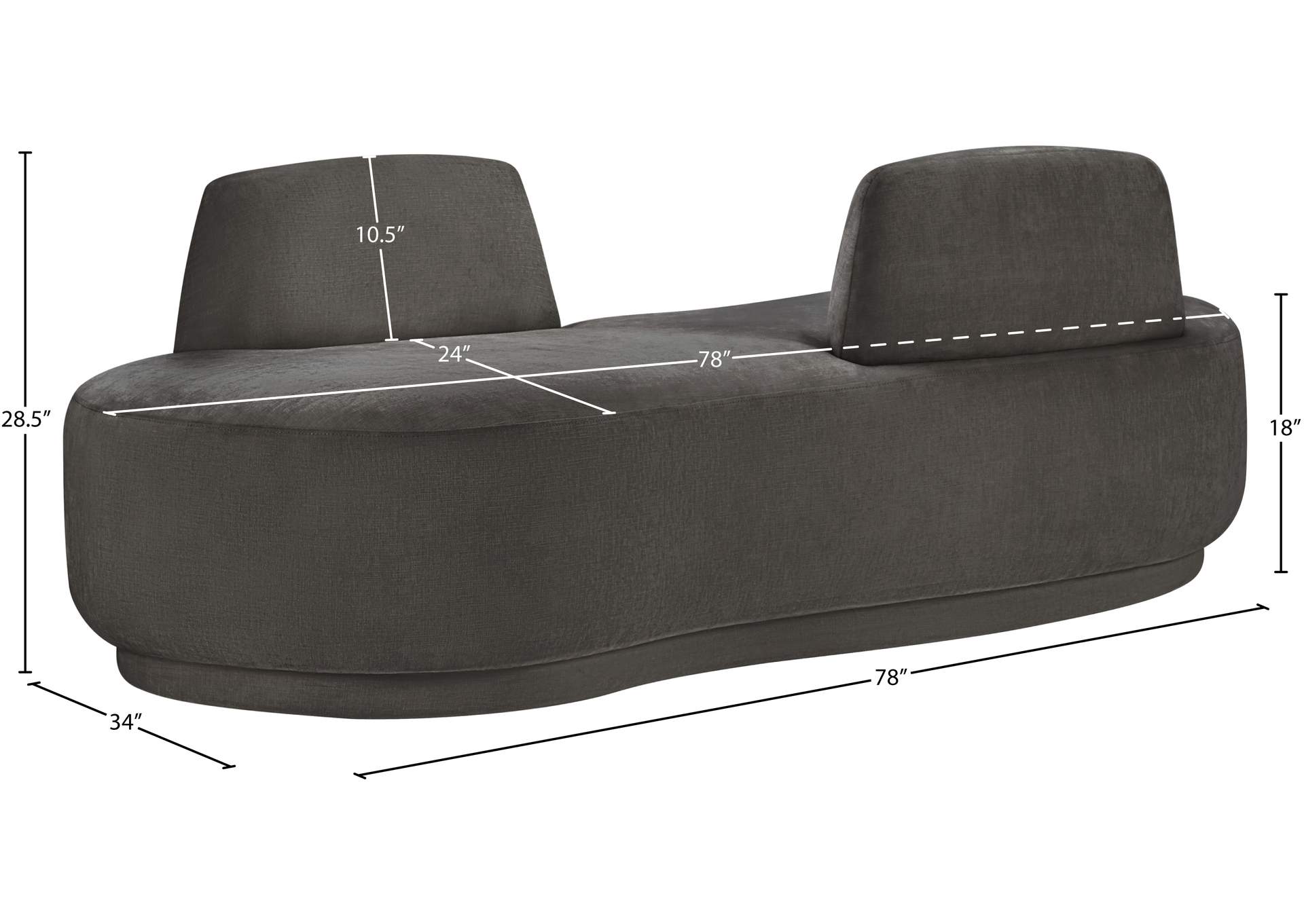 Argyle Grey Chenille Fabric Chaise - Loveseat image 14