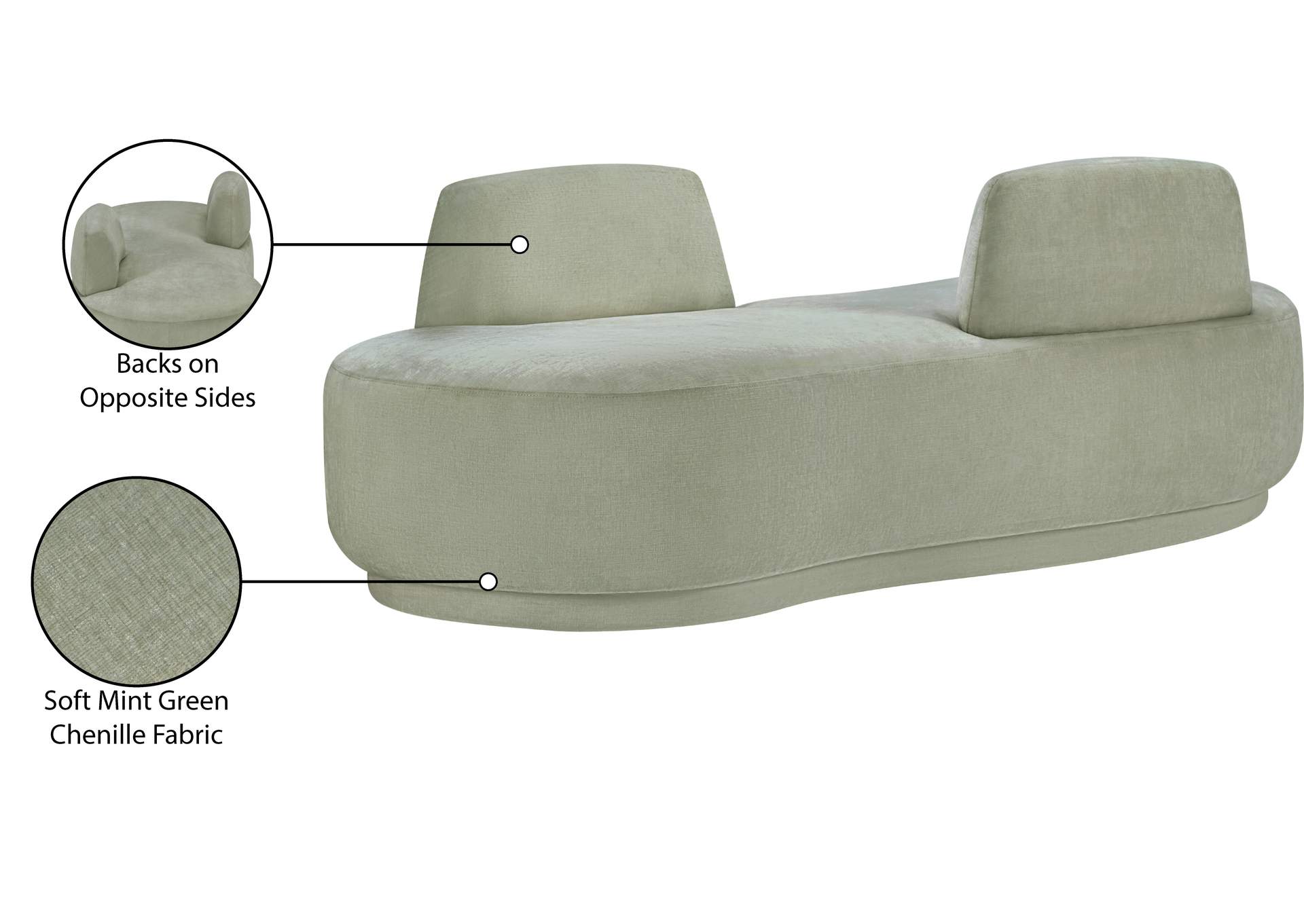 Argyle Mint Chenille Fabric Chaise - Loveseat image 15