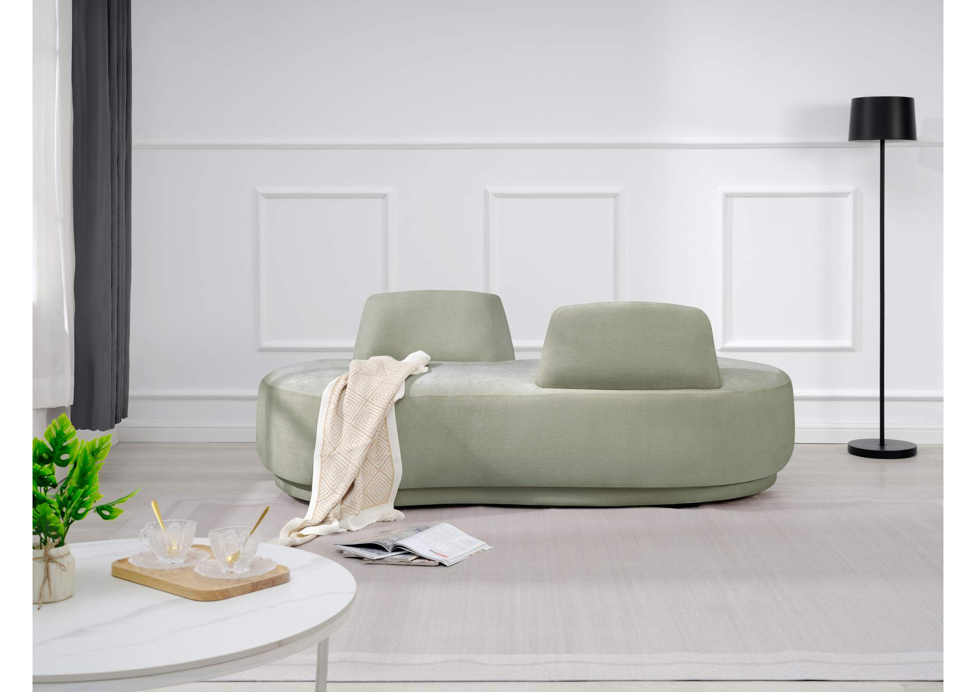 Argyle Mint Chenille Fabric Chaise - Loveseat image 3