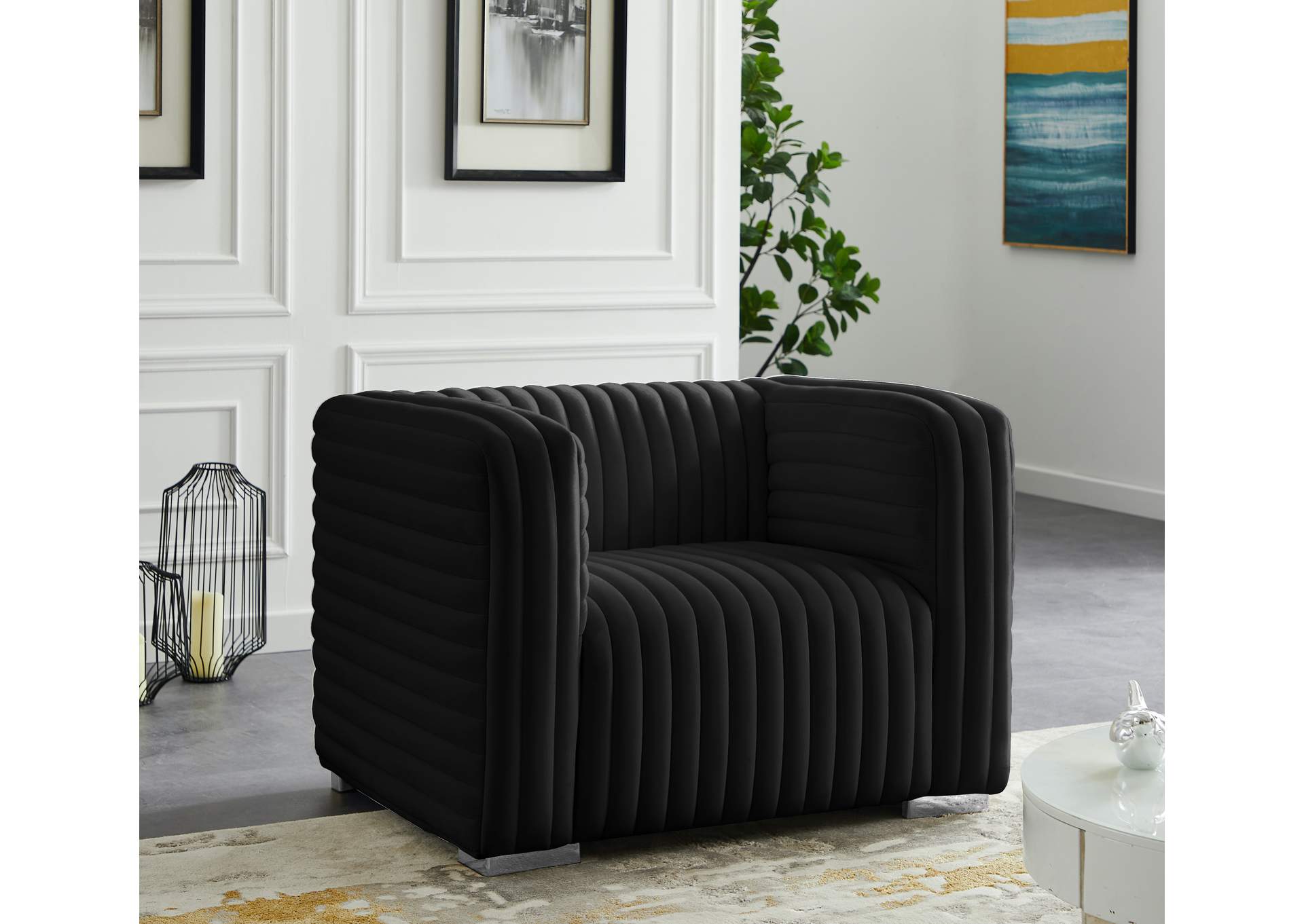 Ravish Black Velvet Chair