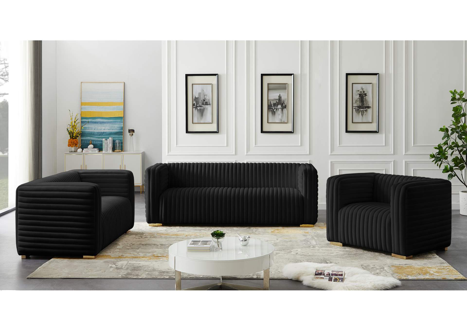 Ravish Black Velvet Sofa