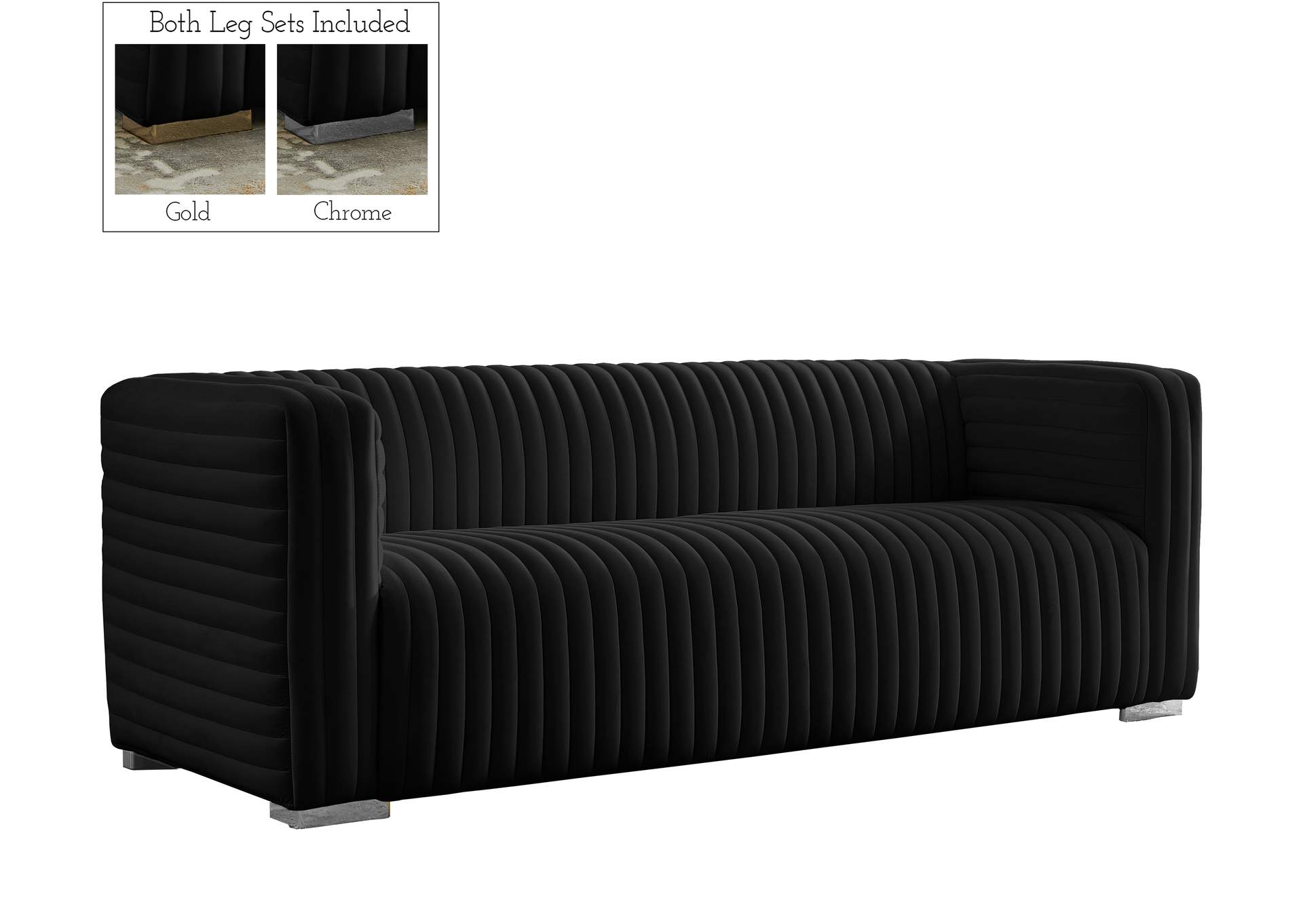 Ravish Black Velvet Sofa