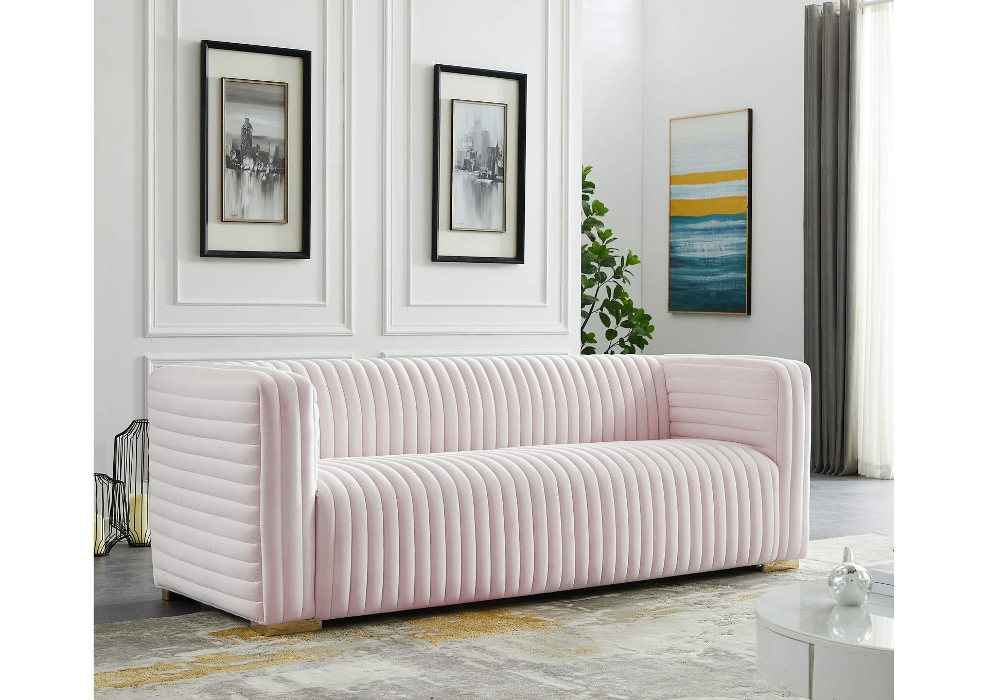 Ravish Pink Velvet Sofa
