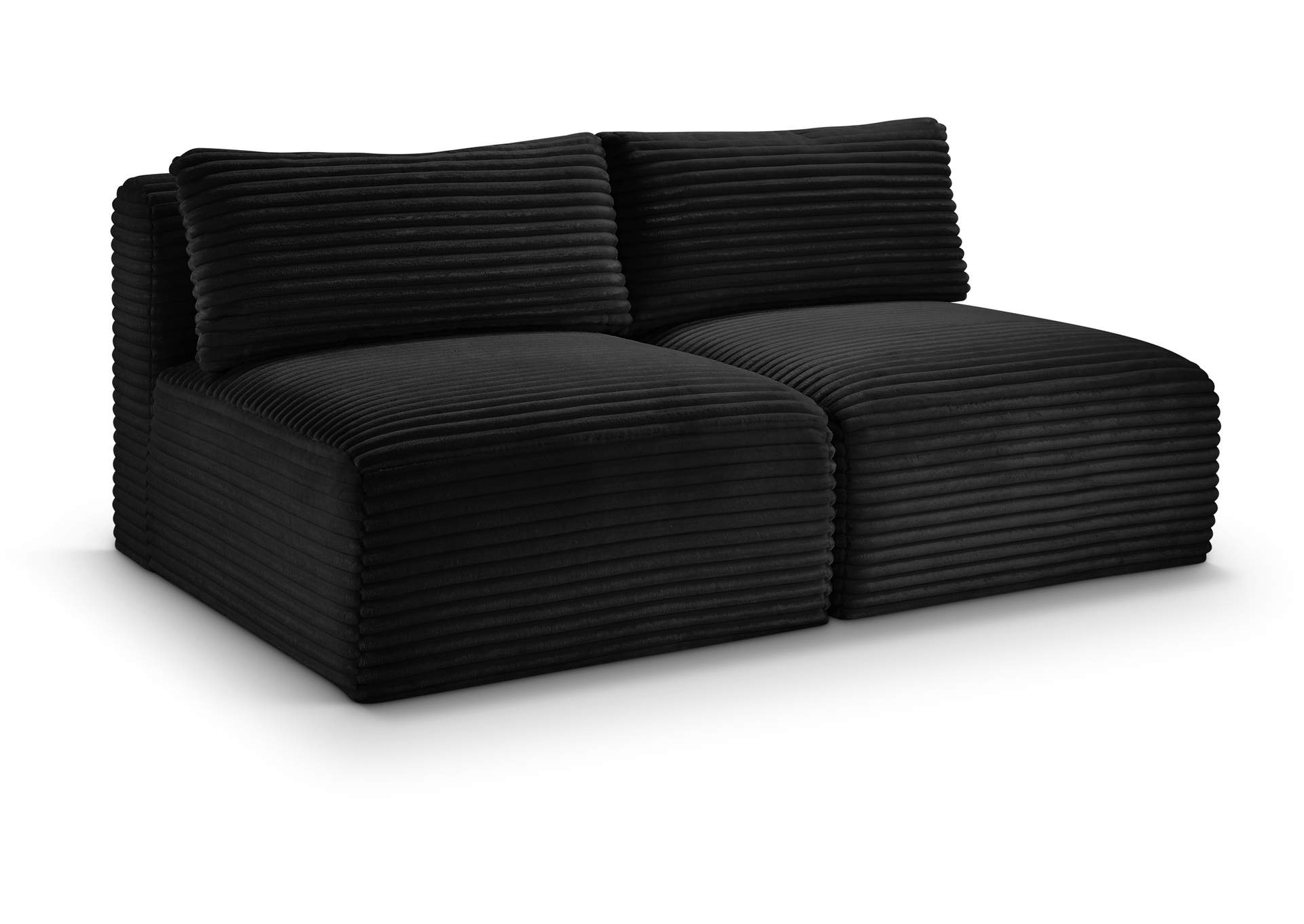 Shaggy Black Corduroy Performance Fabric Modular Sofa image 1