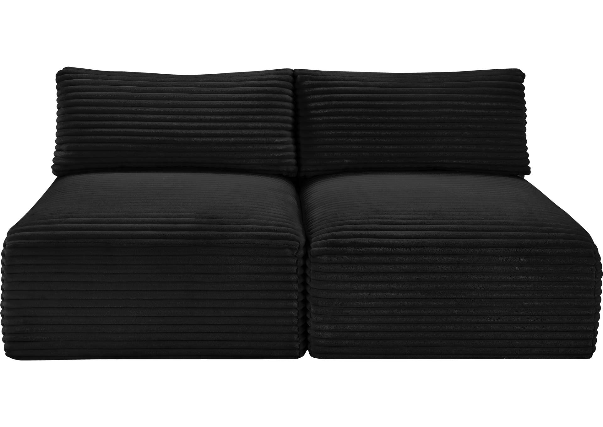 Shaggy Black Corduroy Performance Fabric Modular Sofa image 4