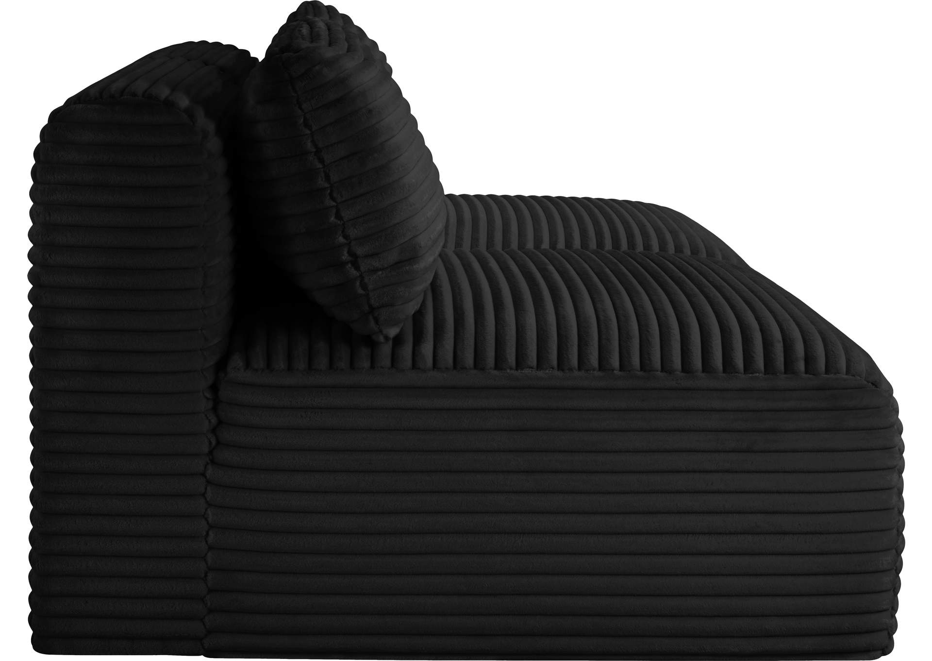 Shaggy Black Corduroy Performance Fabric Modular Sofa image 5