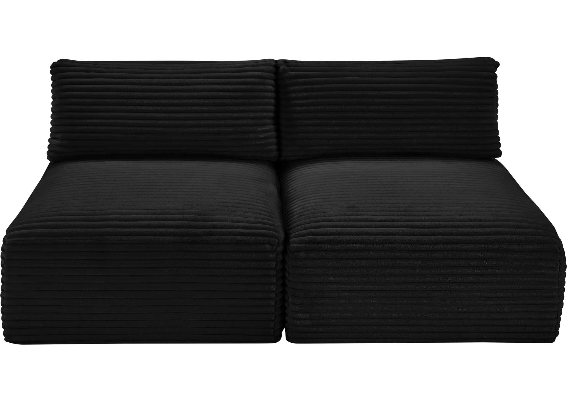 Shaggy Black Corduroy Performance Fabric Modular Sofa image 7