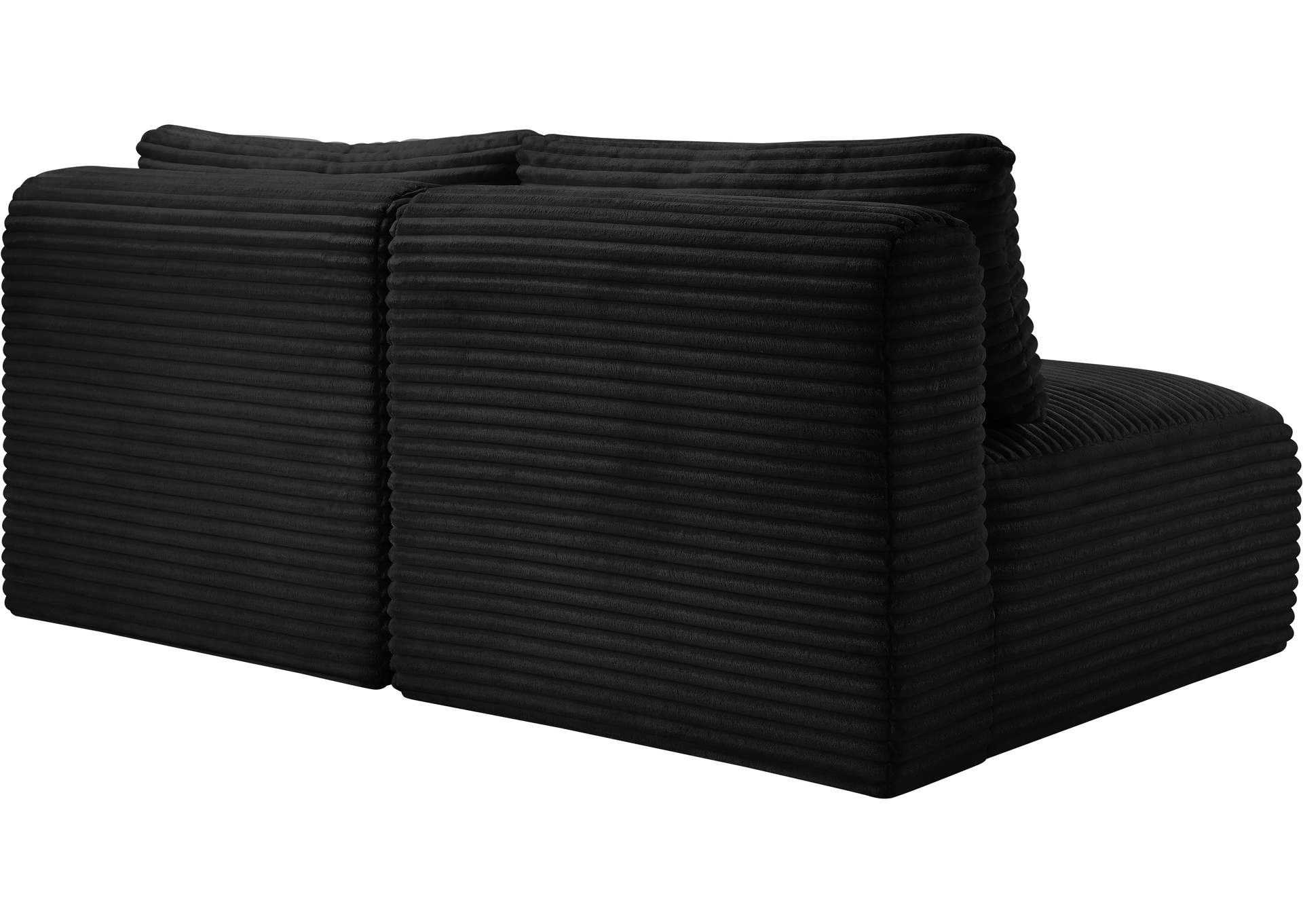 Shaggy Black Corduroy Performance Fabric Modular Sofa image 8
