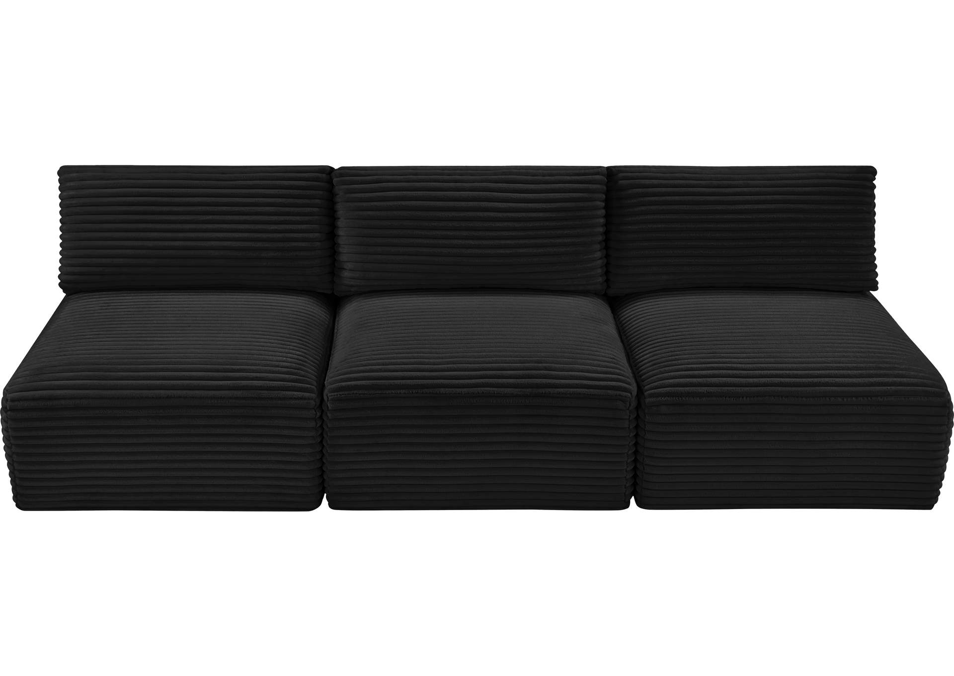 Shaggy Black Corduroy Performance Fabric Modular Sofa