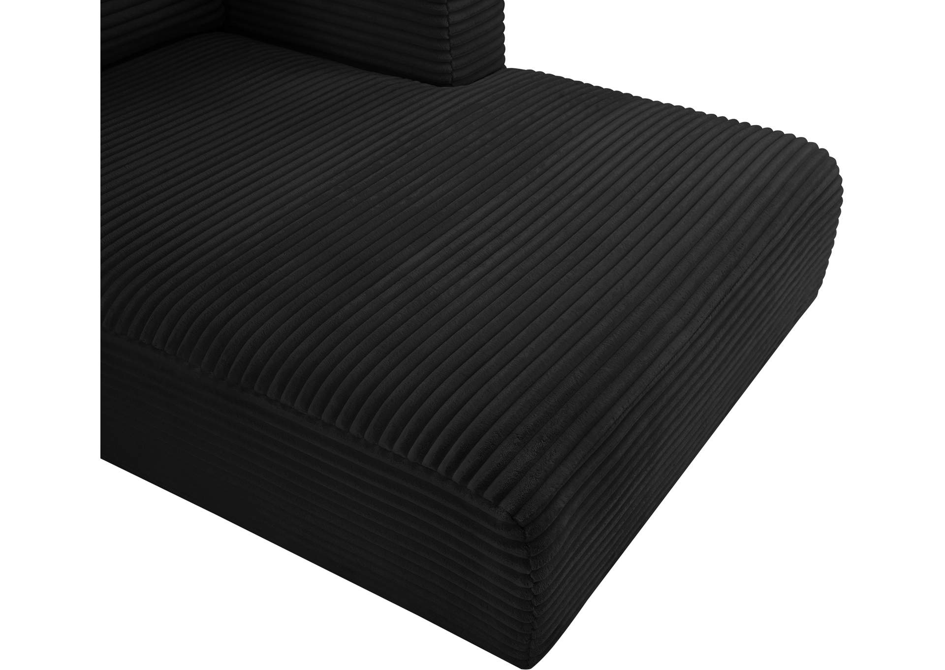 Shaggy Black Corduroy Performance Fabric Modular Sectional image 11