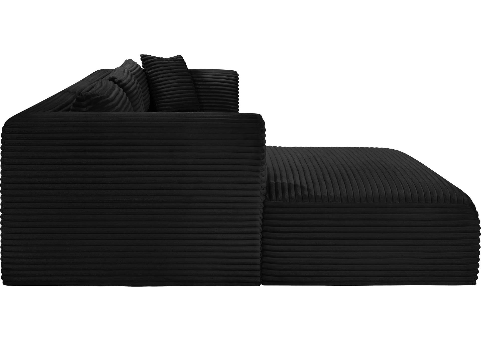 Shaggy Black Corduroy Performance Fabric Modular Sectional image 5