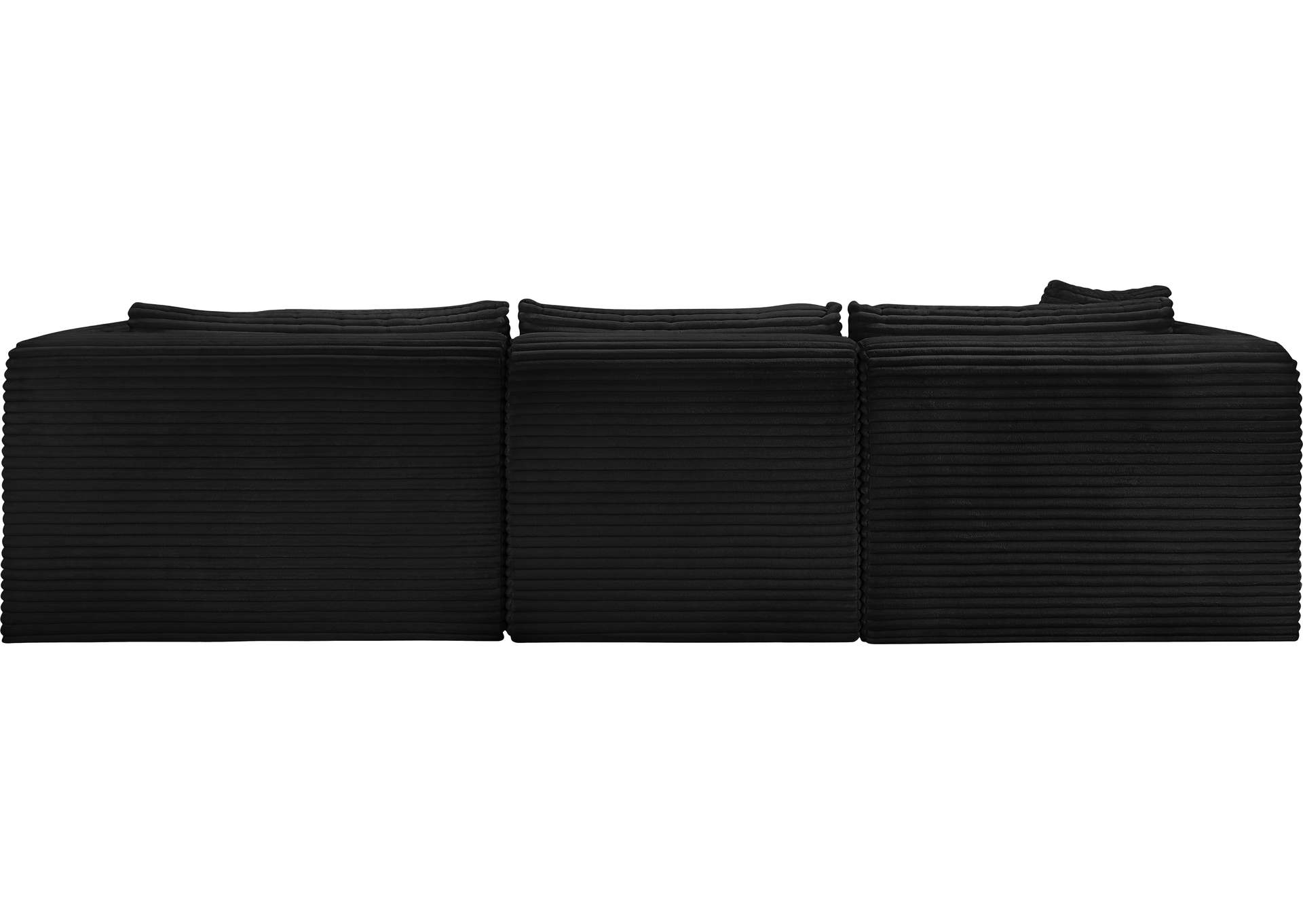 Shaggy Black Corduroy Performance Fabric Modular Sectional image 6