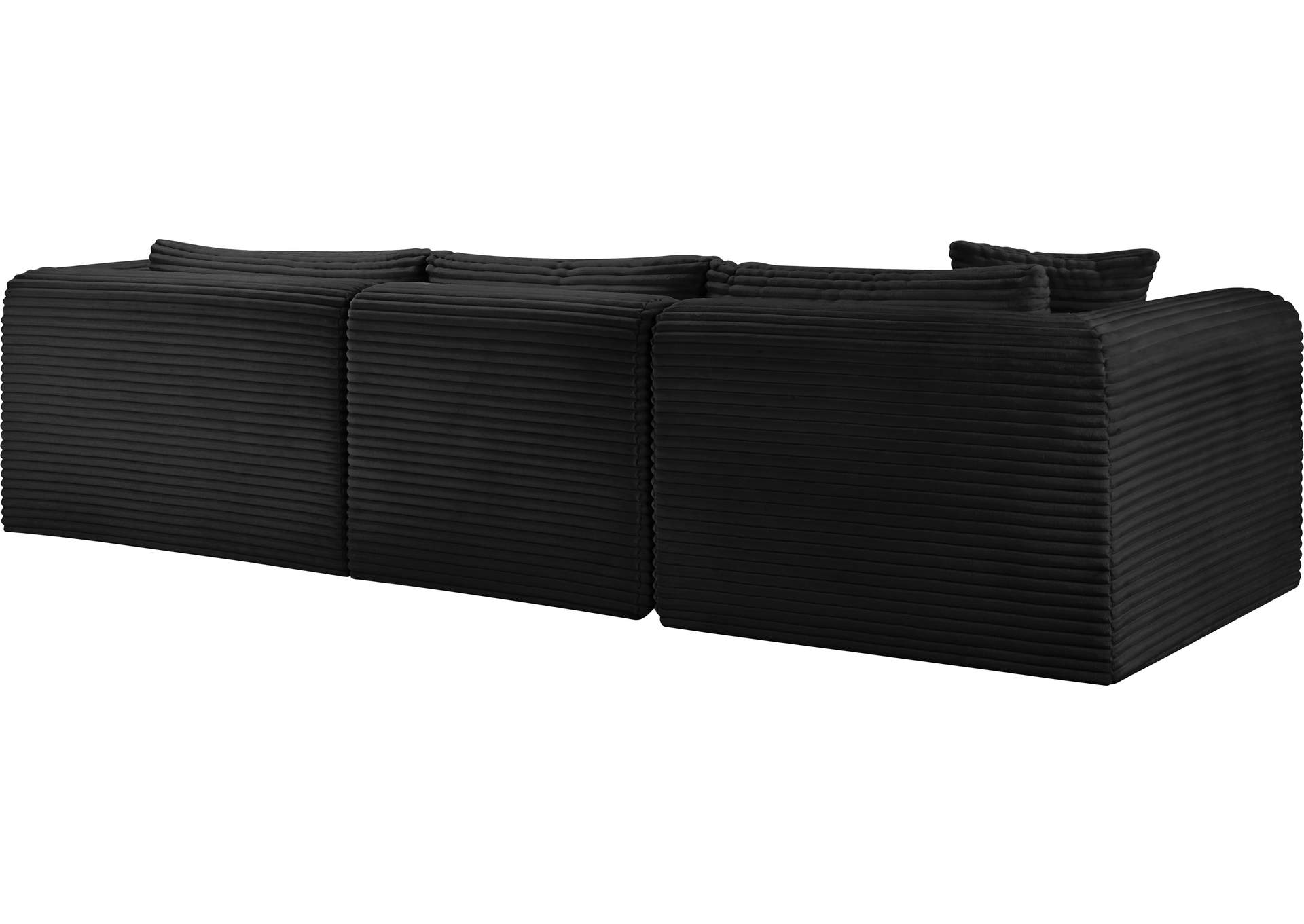 Shaggy Black Corduroy Performance Fabric Modular Sectional image 8