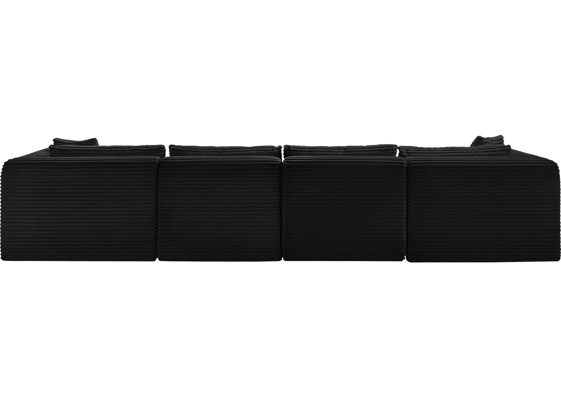 Shaggy Black Corduroy Performance Fabric Modular Sectional image 6