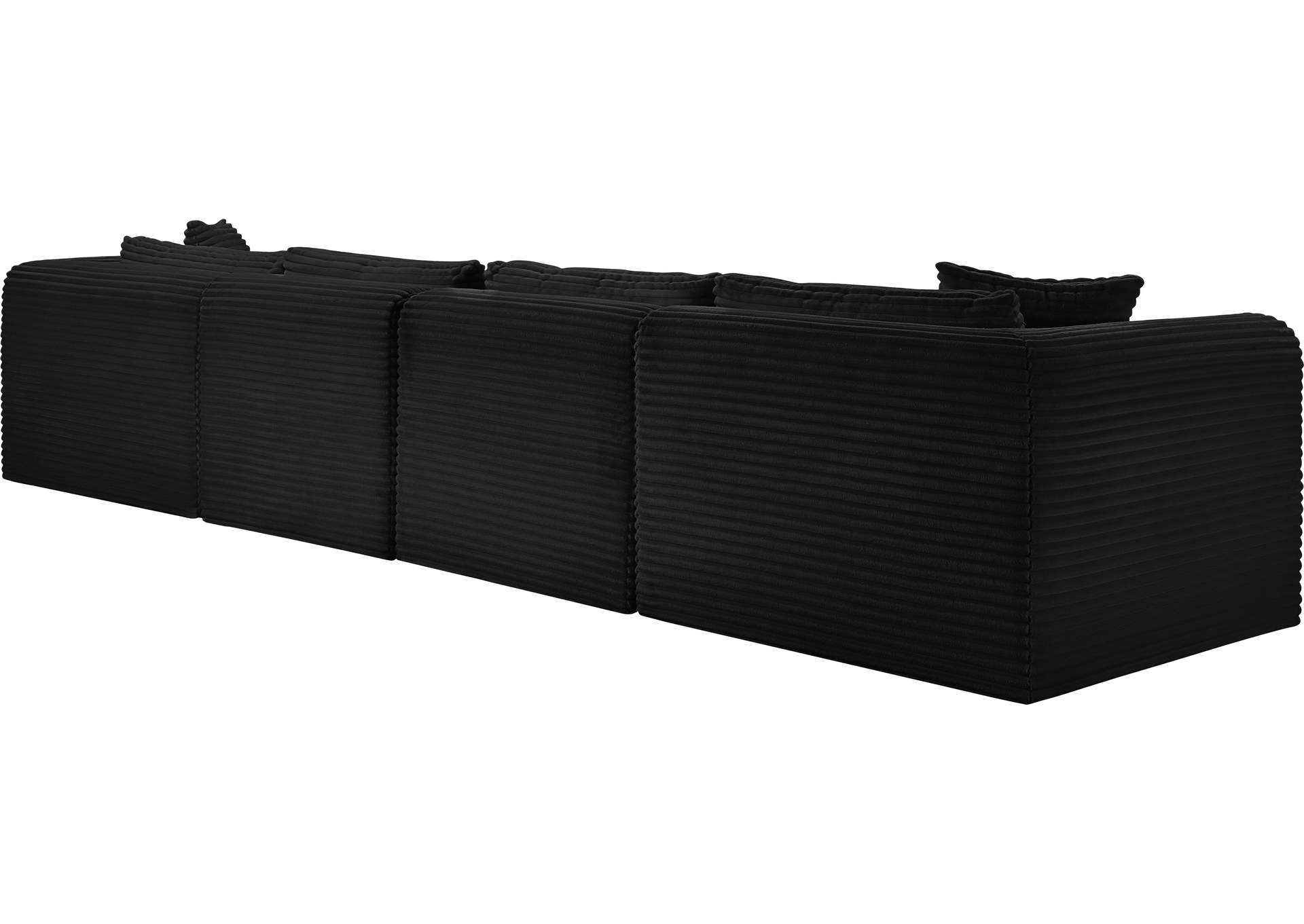 Shaggy Black Corduroy Performance Fabric Modular Sectional image 8