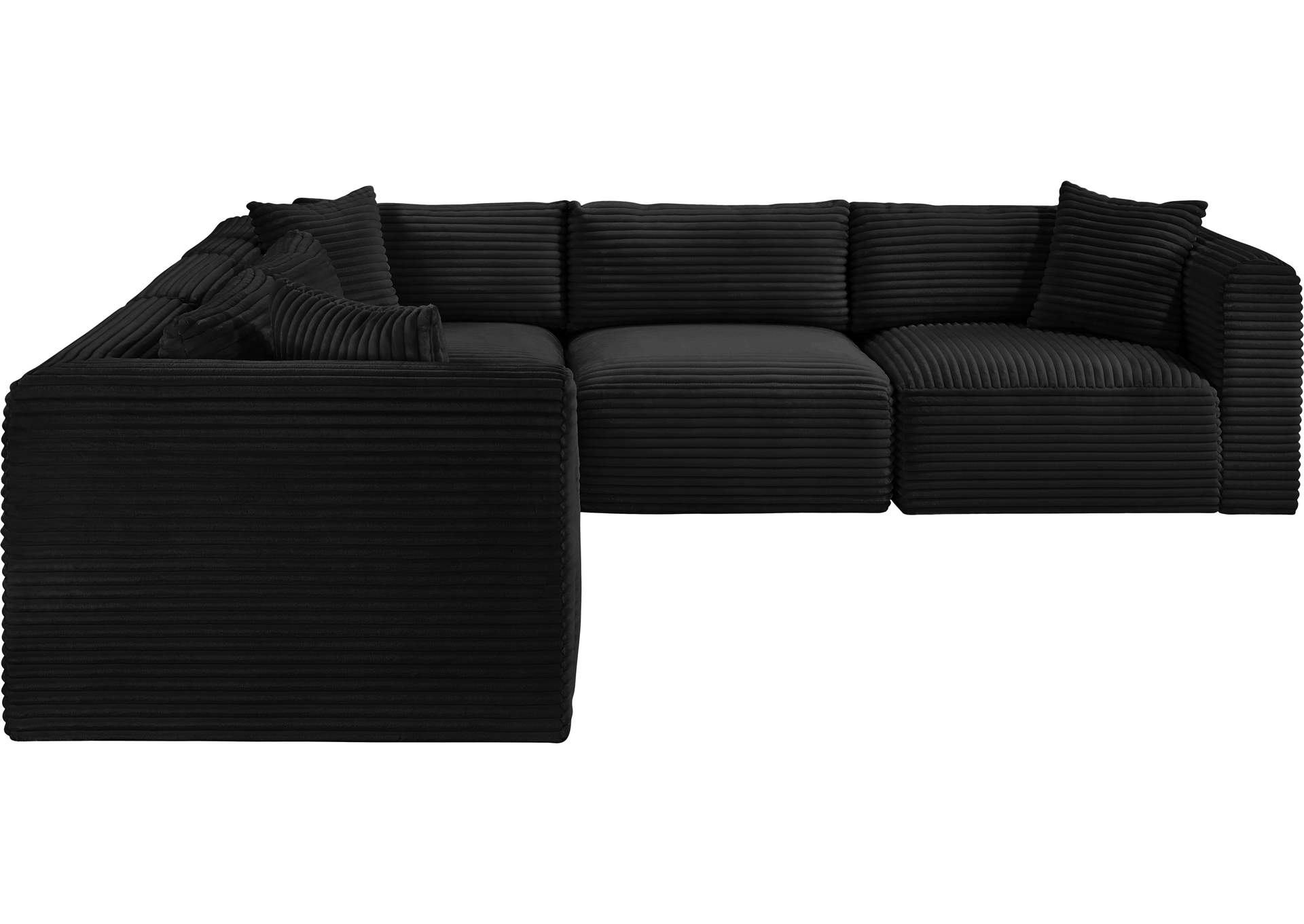 Shaggy Black Corduroy Performance Fabric Modular Sectional