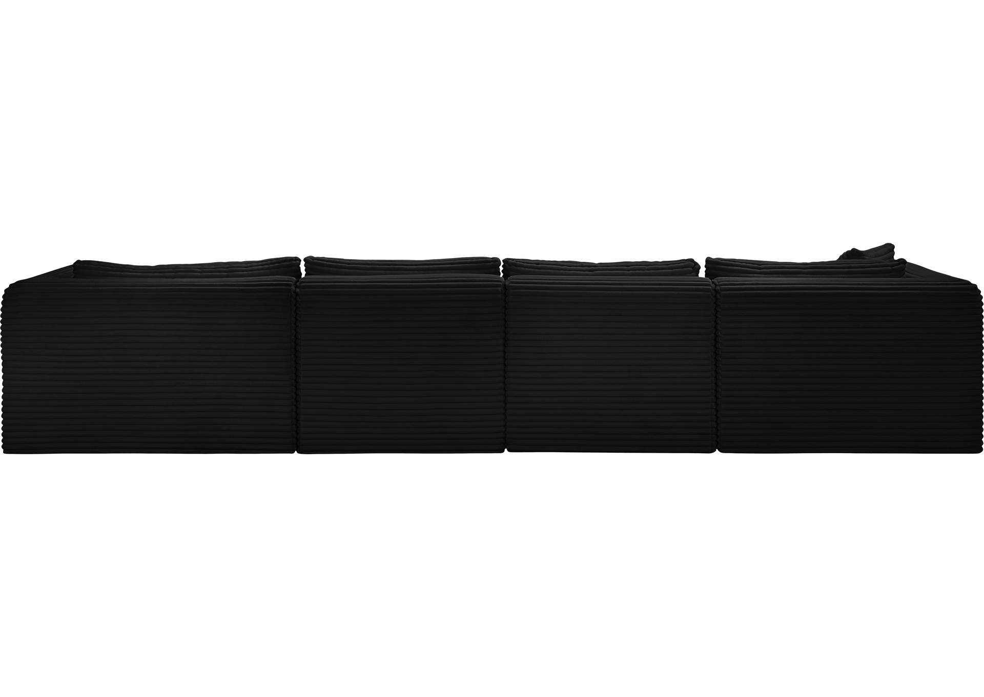 Shaggy Black Corduroy Performance Fabric Modular Sectional
