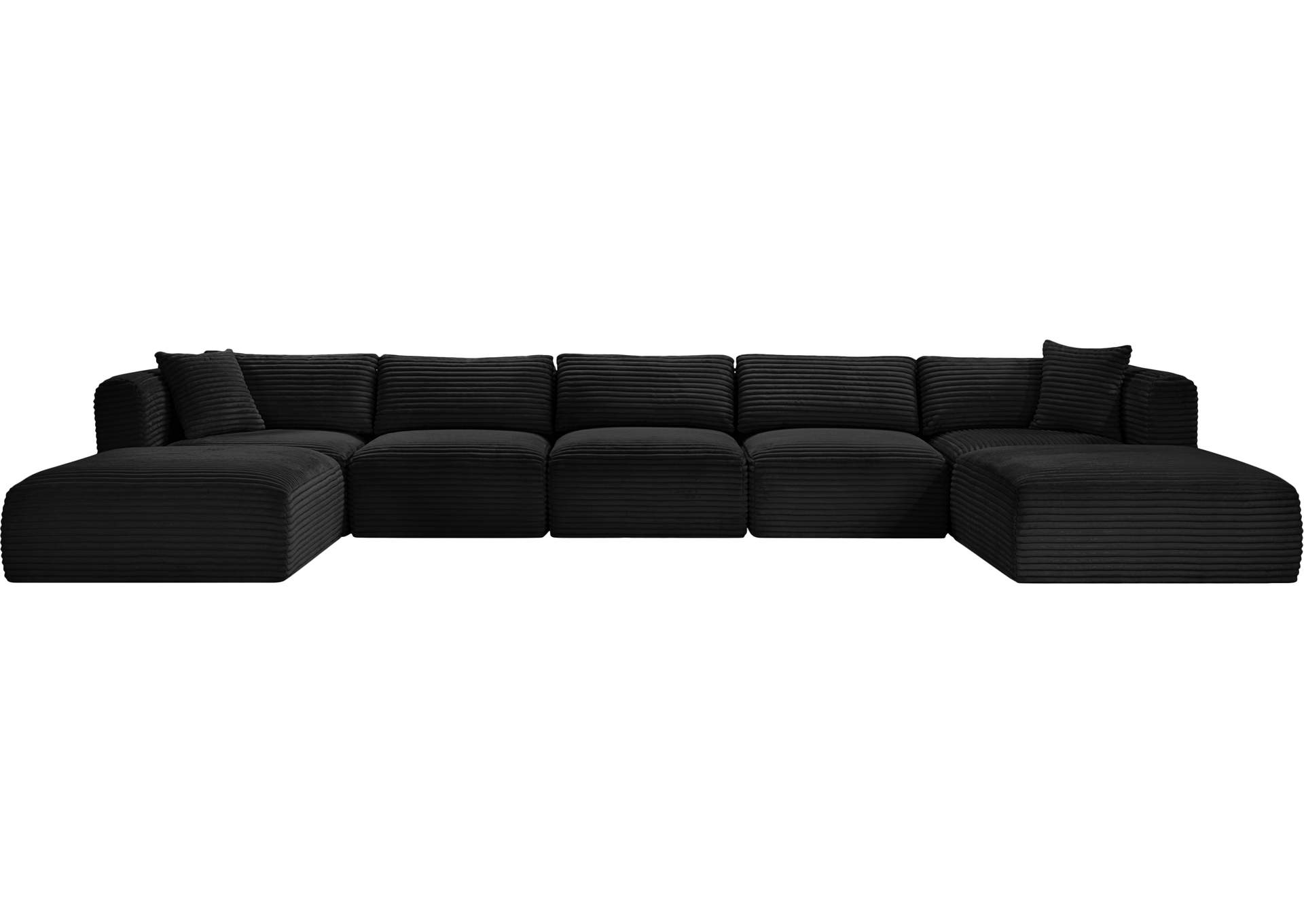 Shaggy Black Corduroy Performance Fabric Modular Sectional image 4