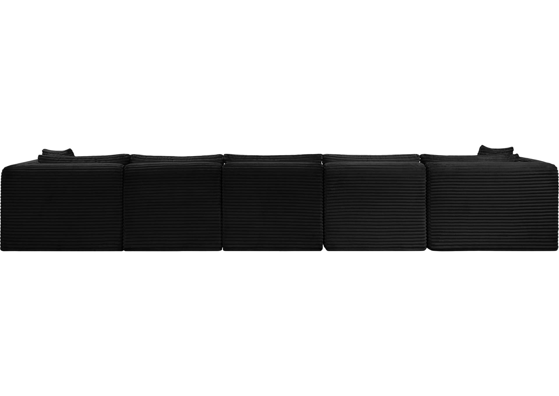 Shaggy Black Corduroy Performance Fabric Modular Sectional image 6