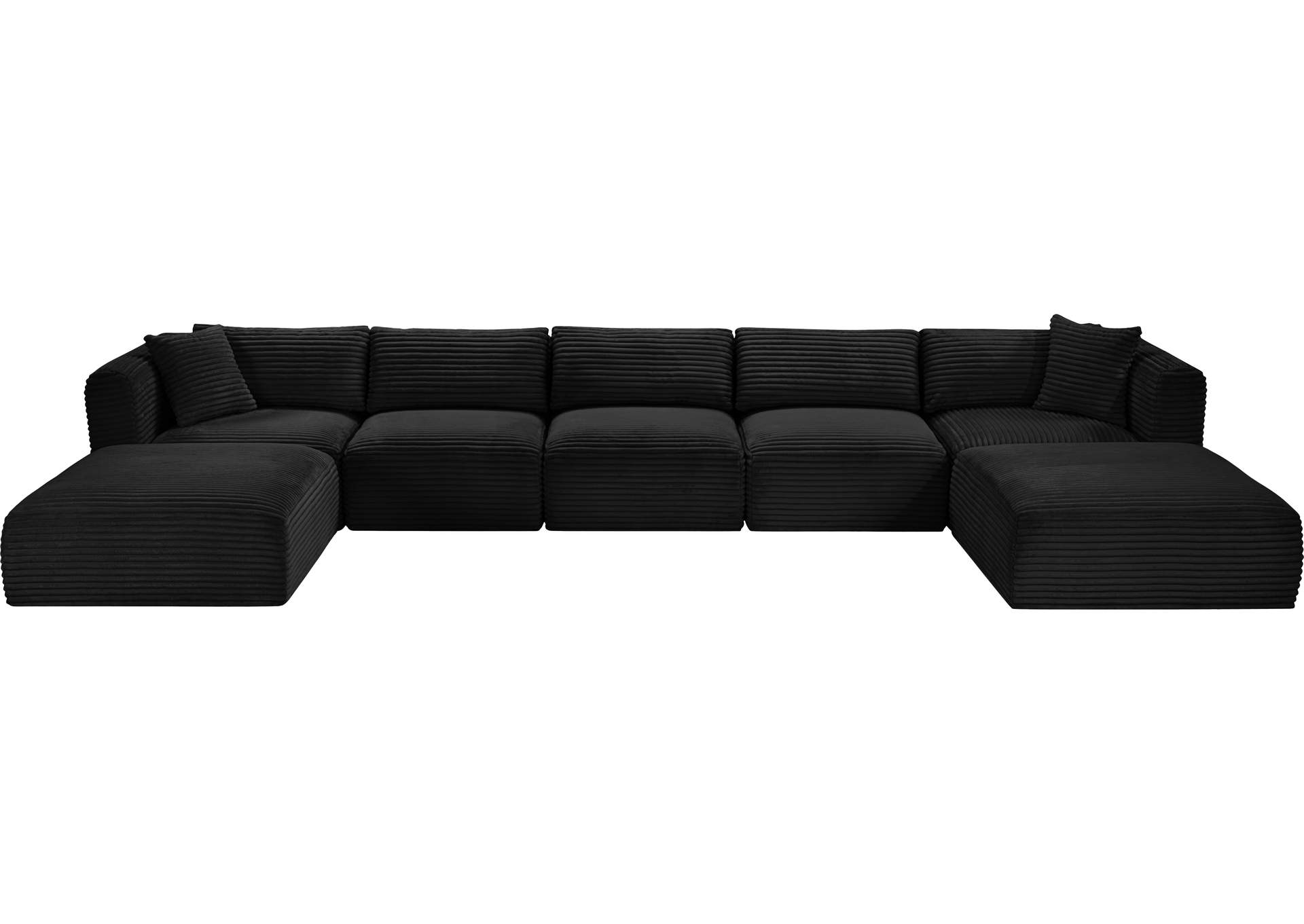 Shaggy Black Corduroy Performance Fabric Modular Sectional image 7