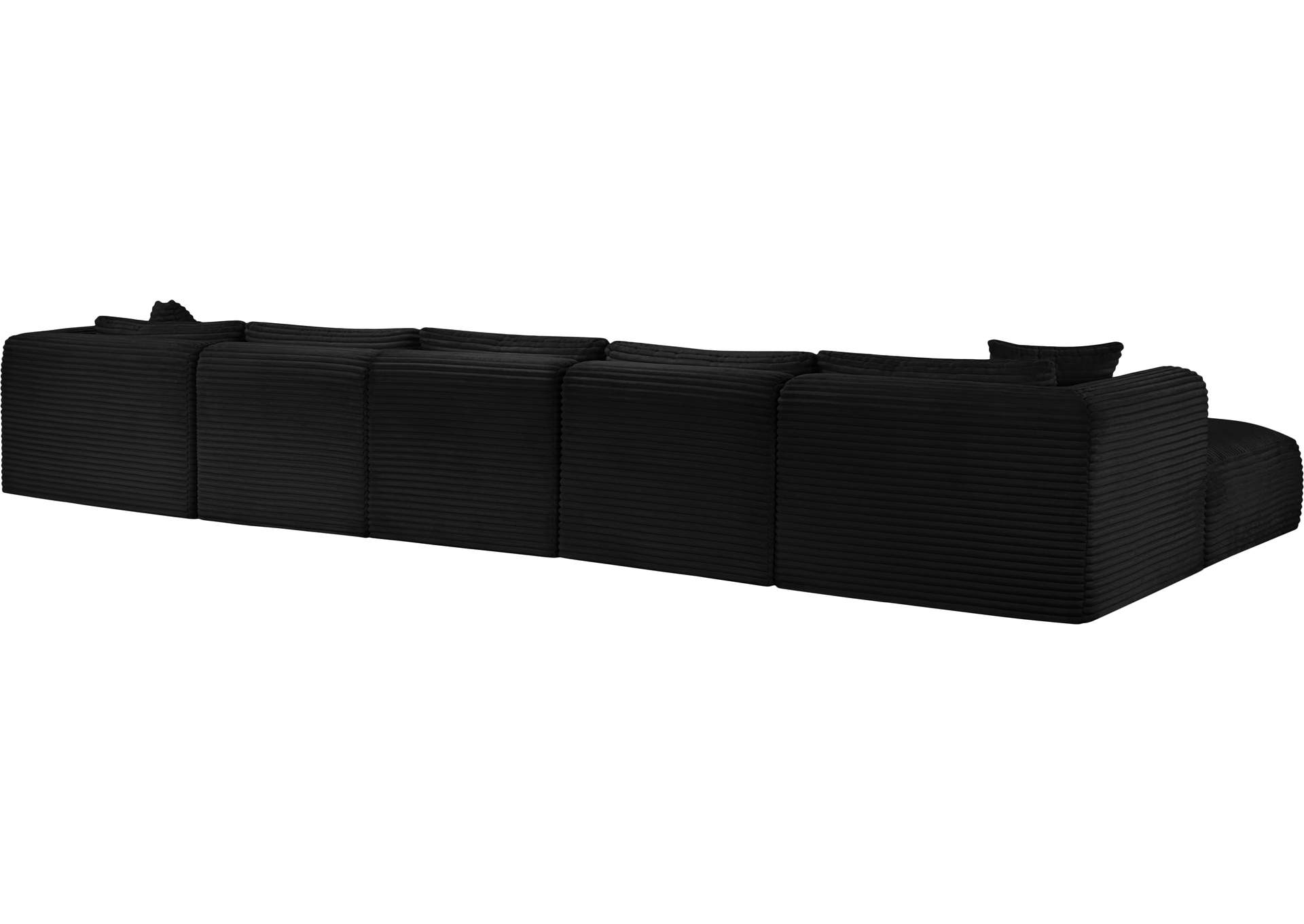 Shaggy Black Corduroy Performance Fabric Modular Sectional image 8
