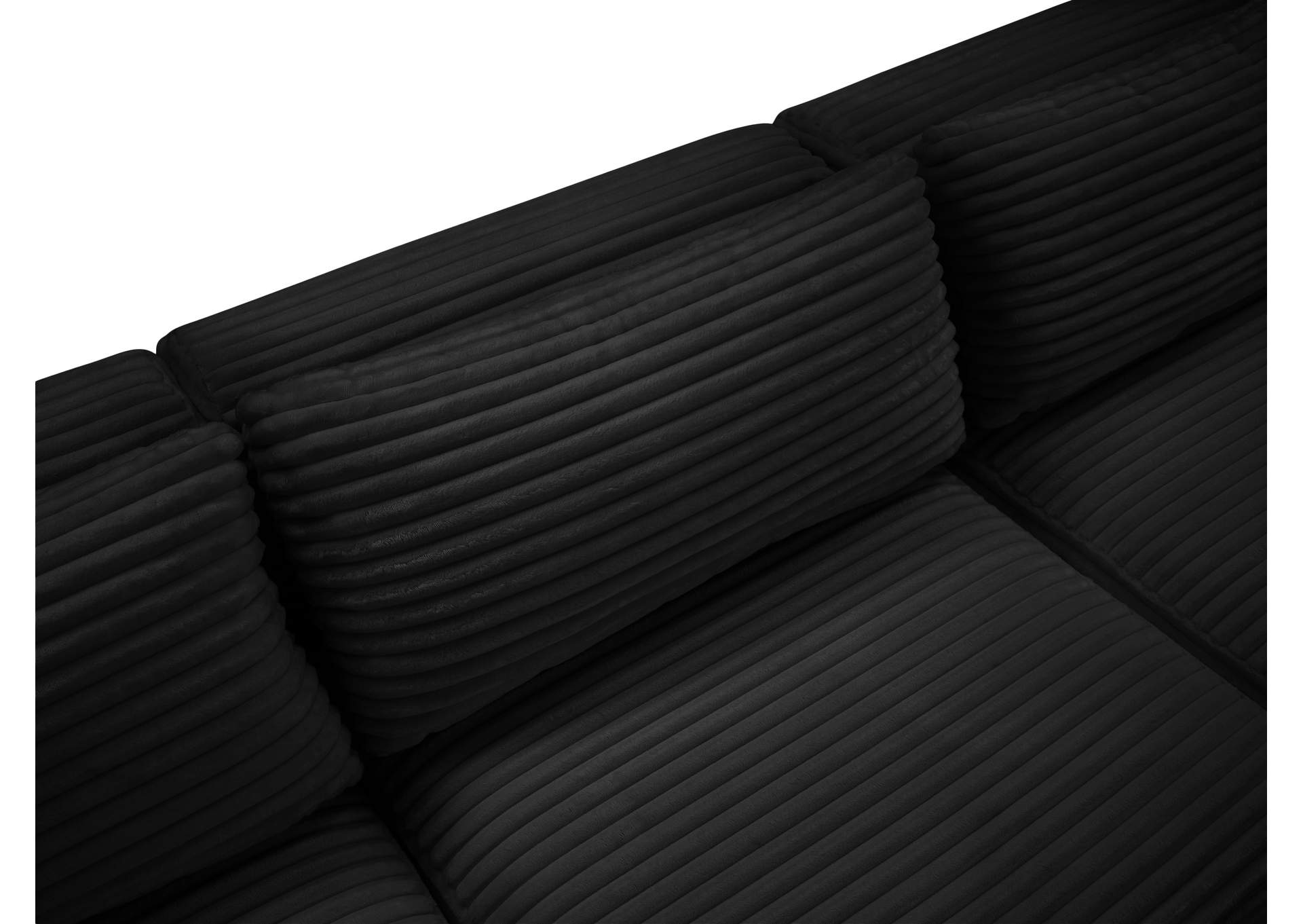 Shaggy Black Corduroy Performance Fabric Modular Sectional image 9
