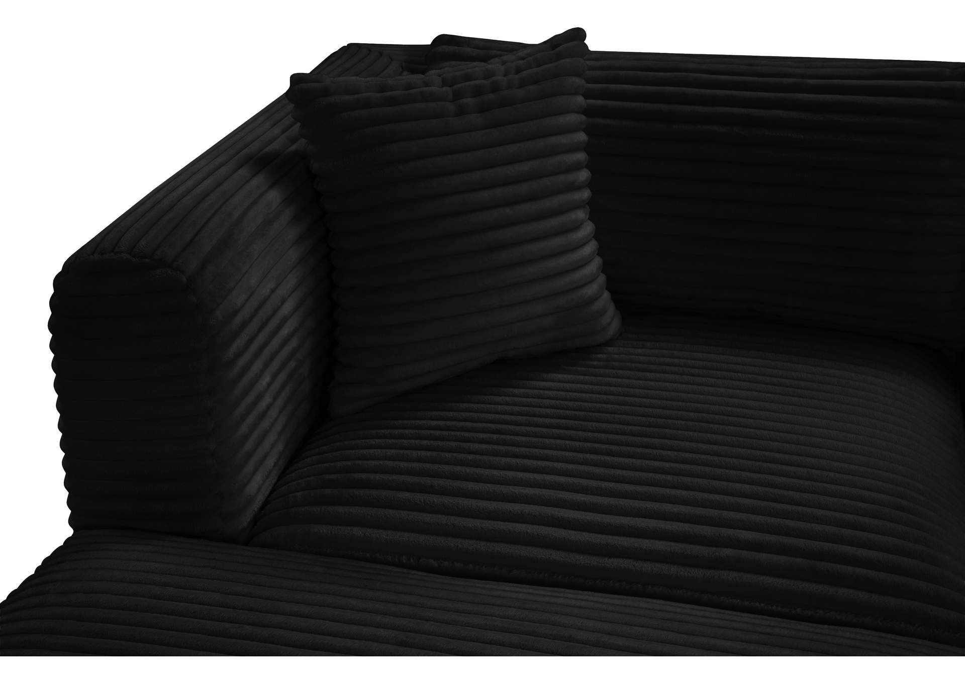 Shaggy Black Corduroy Performance Fabric Modular Sectional image 11