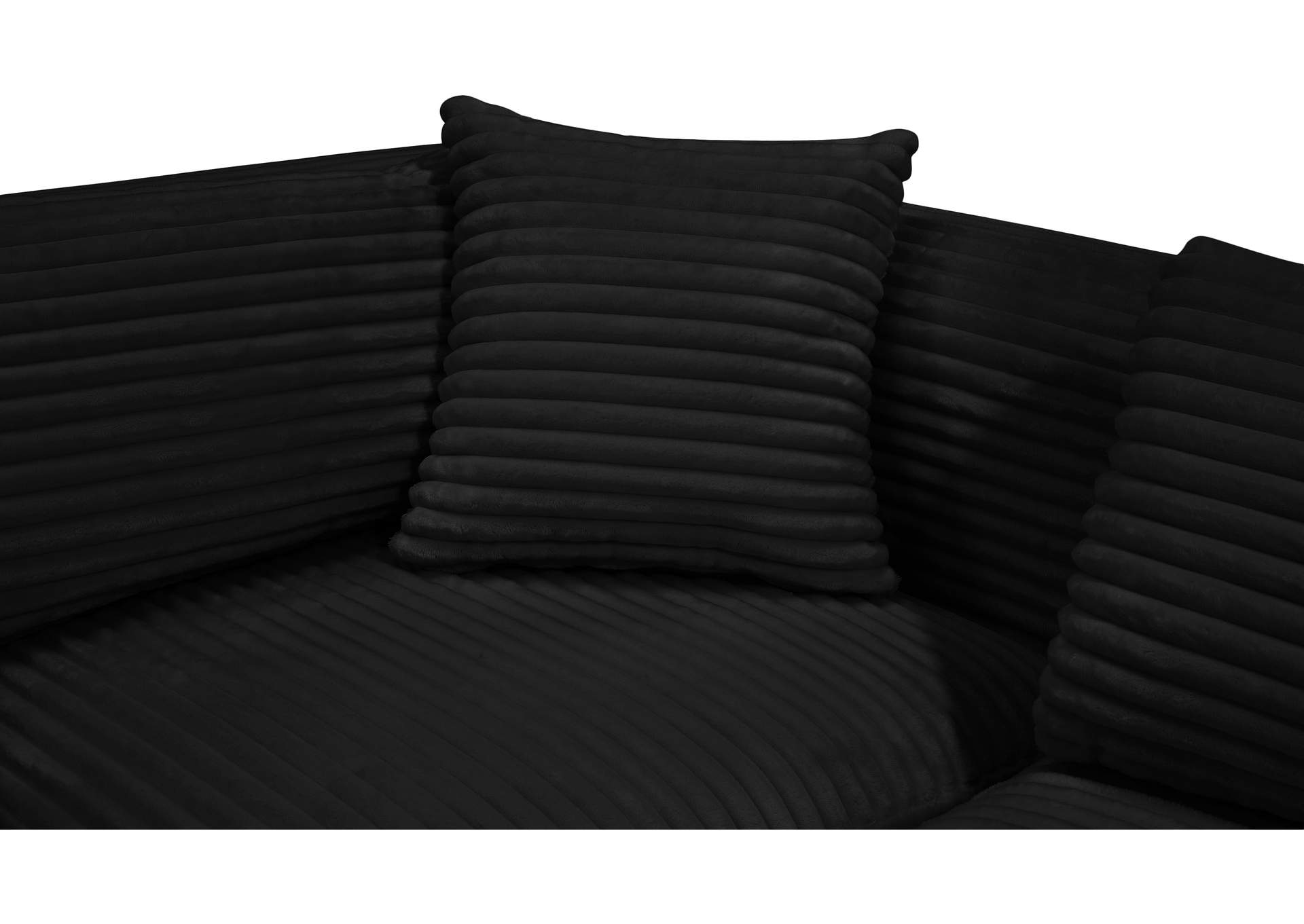 Shaggy Black Corduroy Performance Fabric Modular Sectional image 12