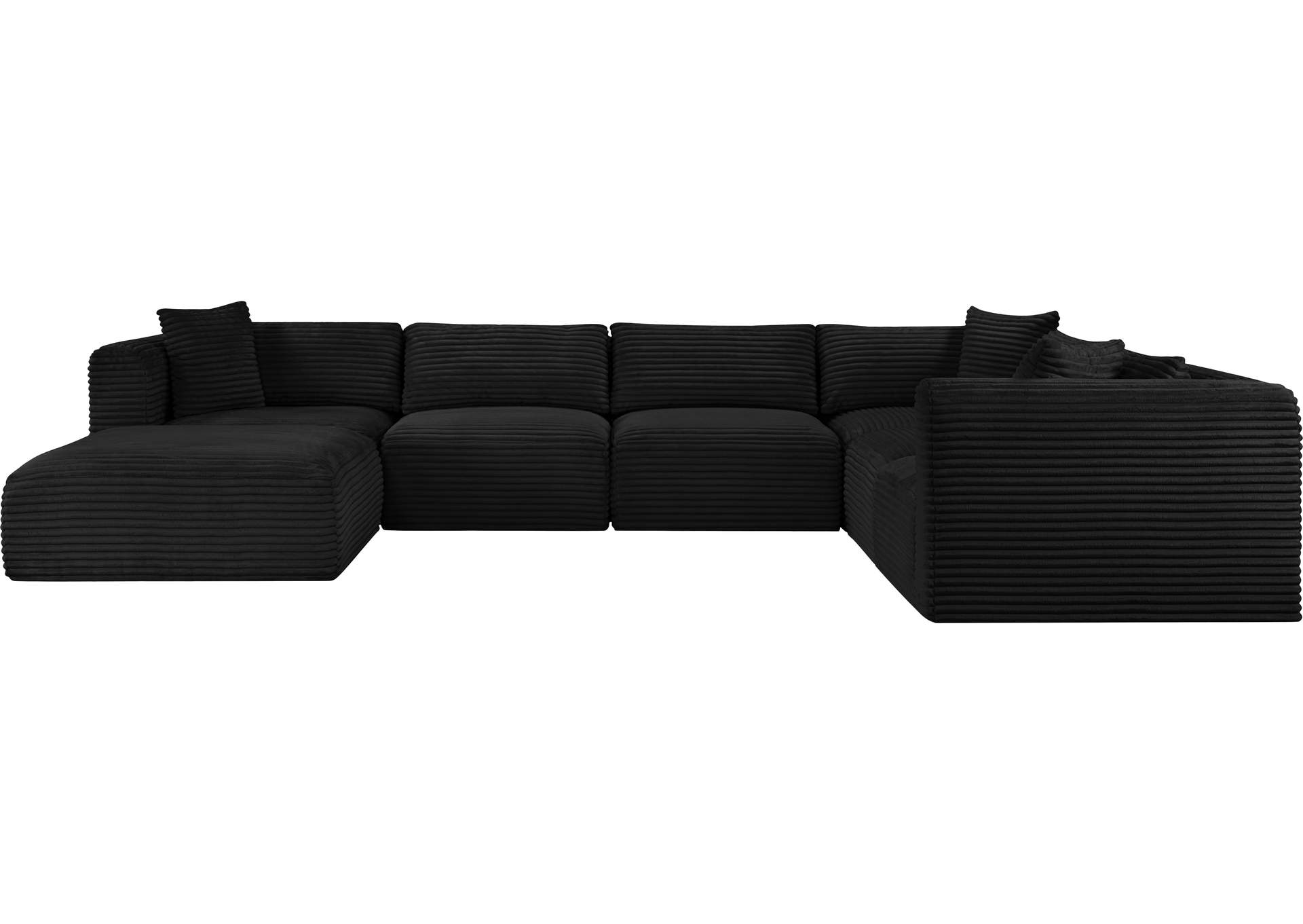 Shaggy Black Corduroy Performance Fabric Modular Sectional image 4