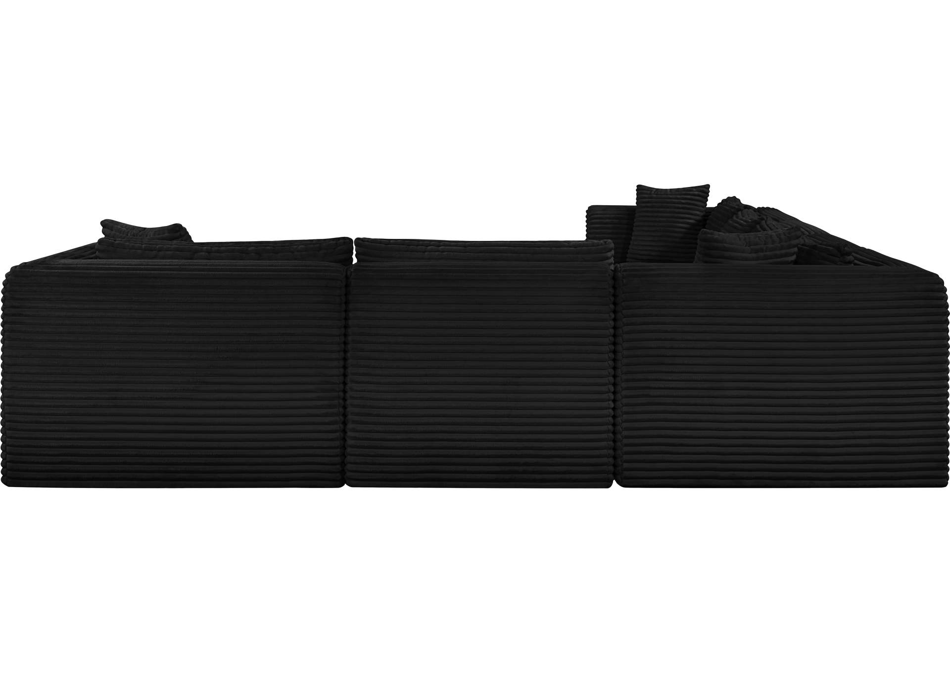 Shaggy Black Corduroy Performance Fabric Modular Sectional image 6