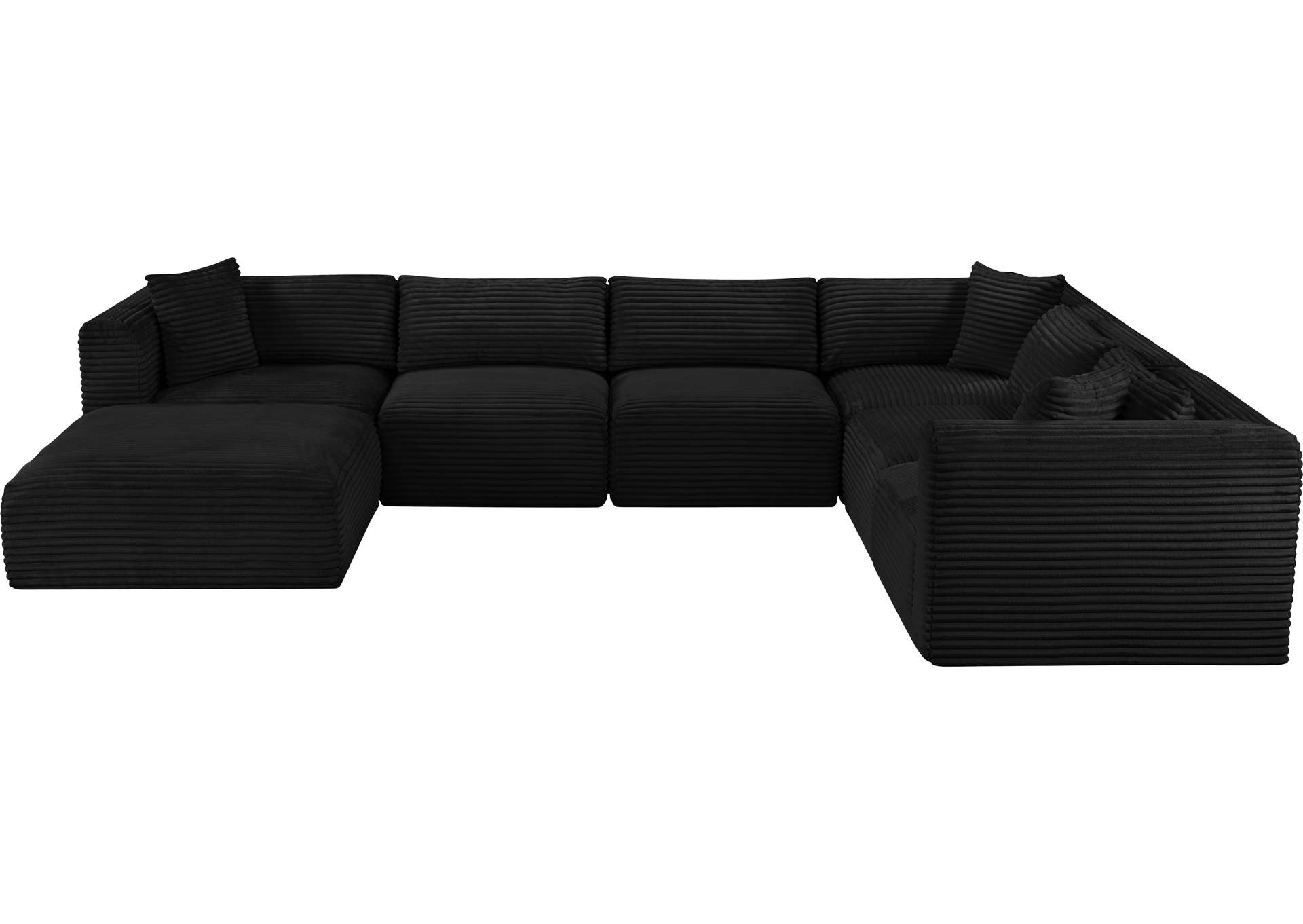 Shaggy Black Corduroy Performance Fabric Modular Sectional image 7
