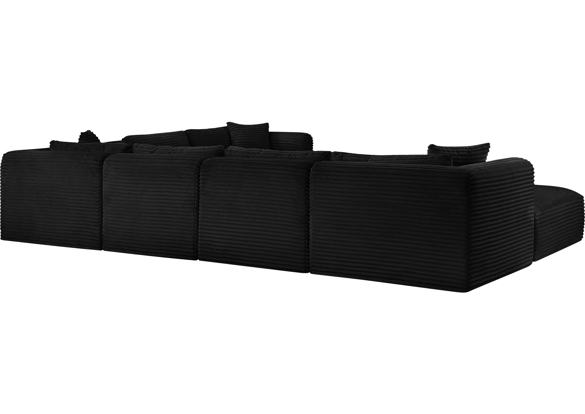 Shaggy Black Corduroy Performance Fabric Modular Sectional image 8