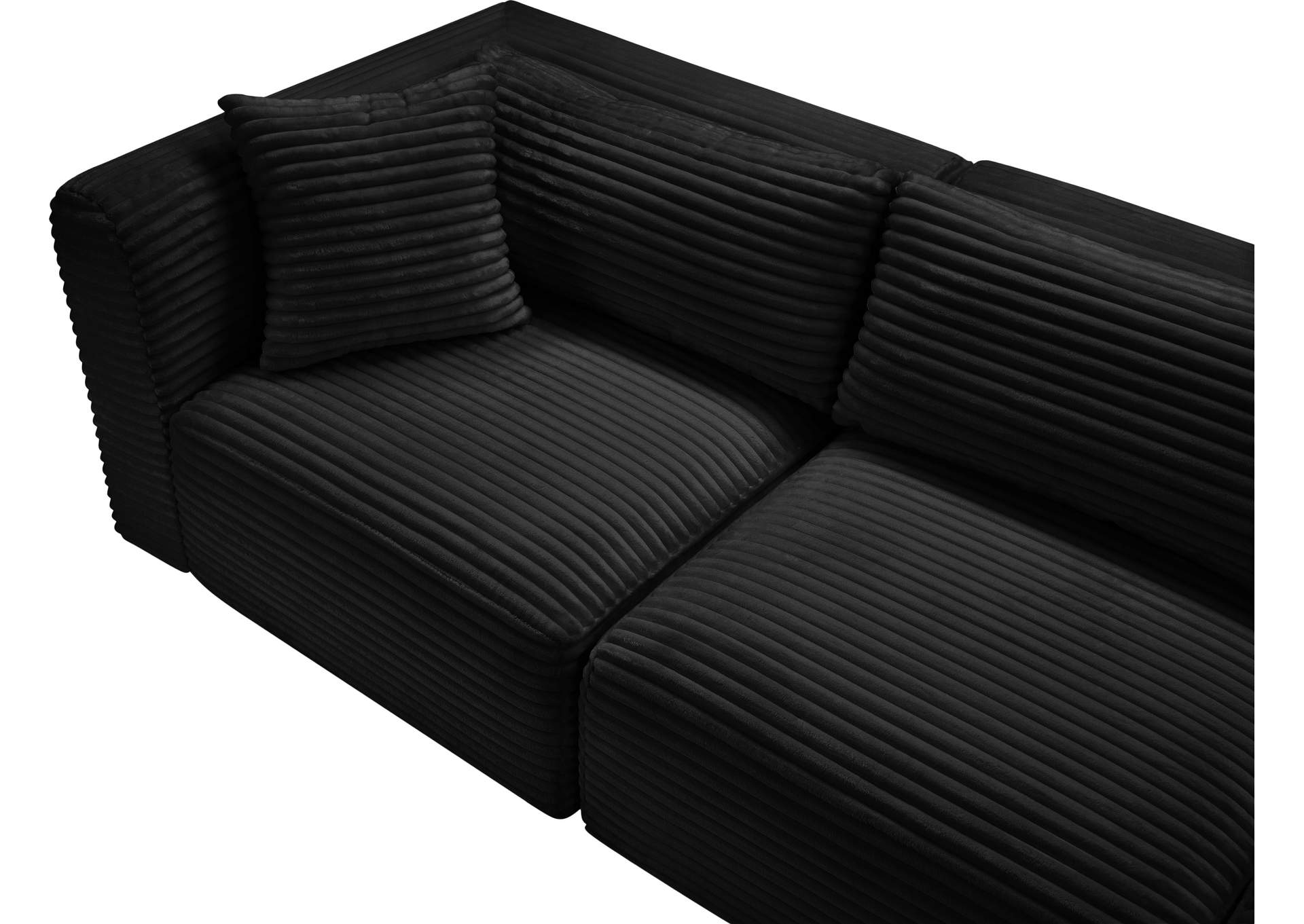Shaggy Black Corduroy Performance Fabric Modular Sectional image 10