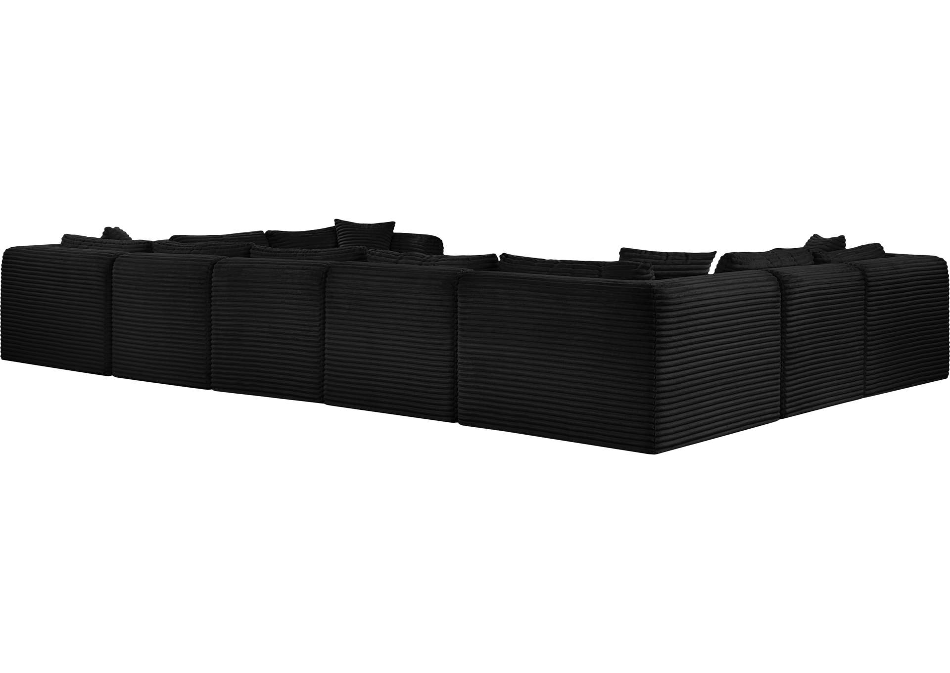 Shaggy Black Corduroy Performance Fabric Modular Sectional