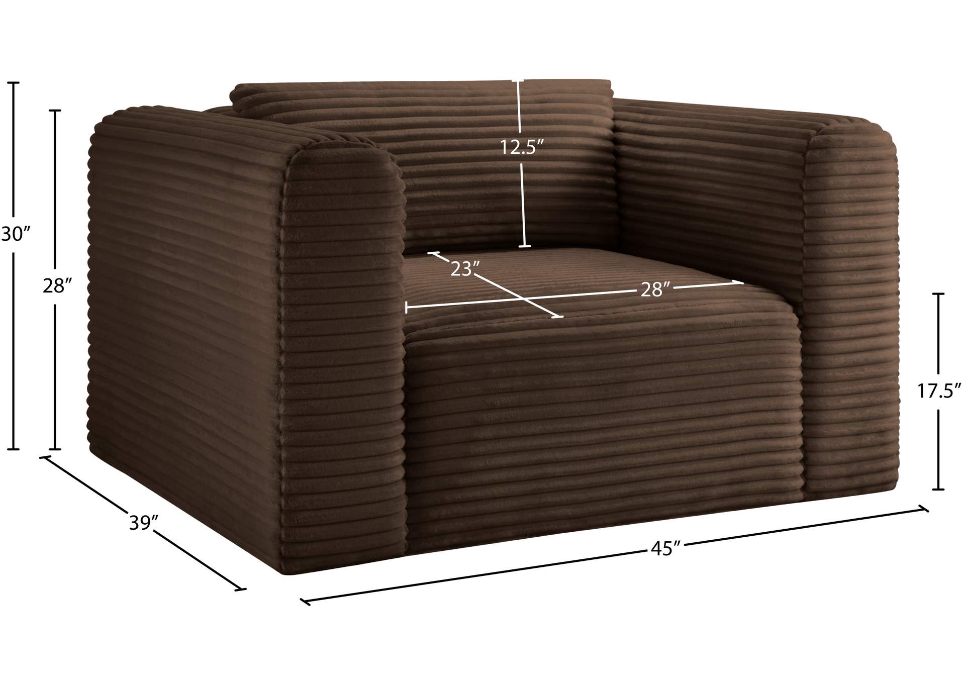 Shaggy Brown Corduroy Performance Fabric Arm Chair image 10