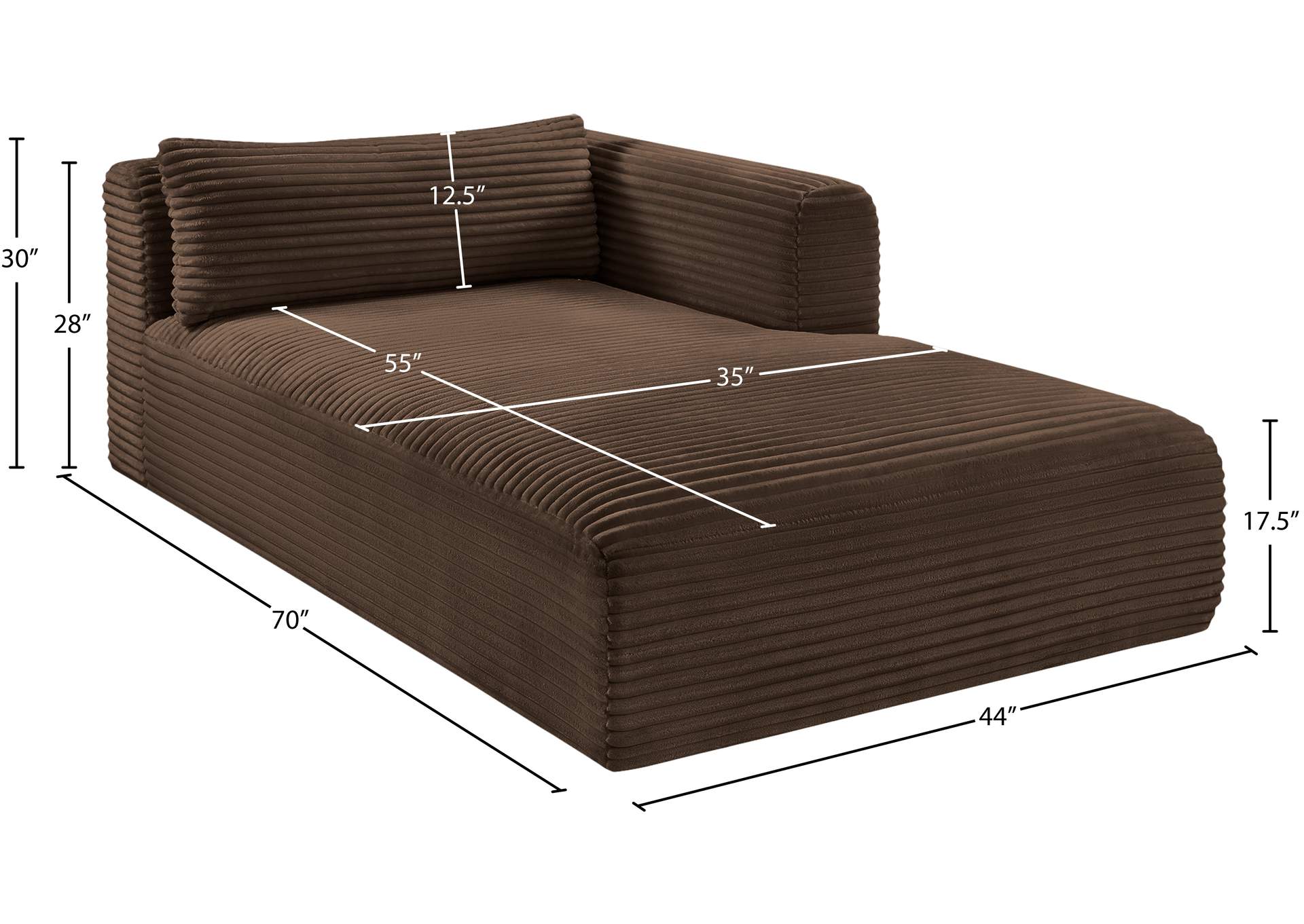 Shaggy Brown Corduroy Performance Fabric Chaise image 12