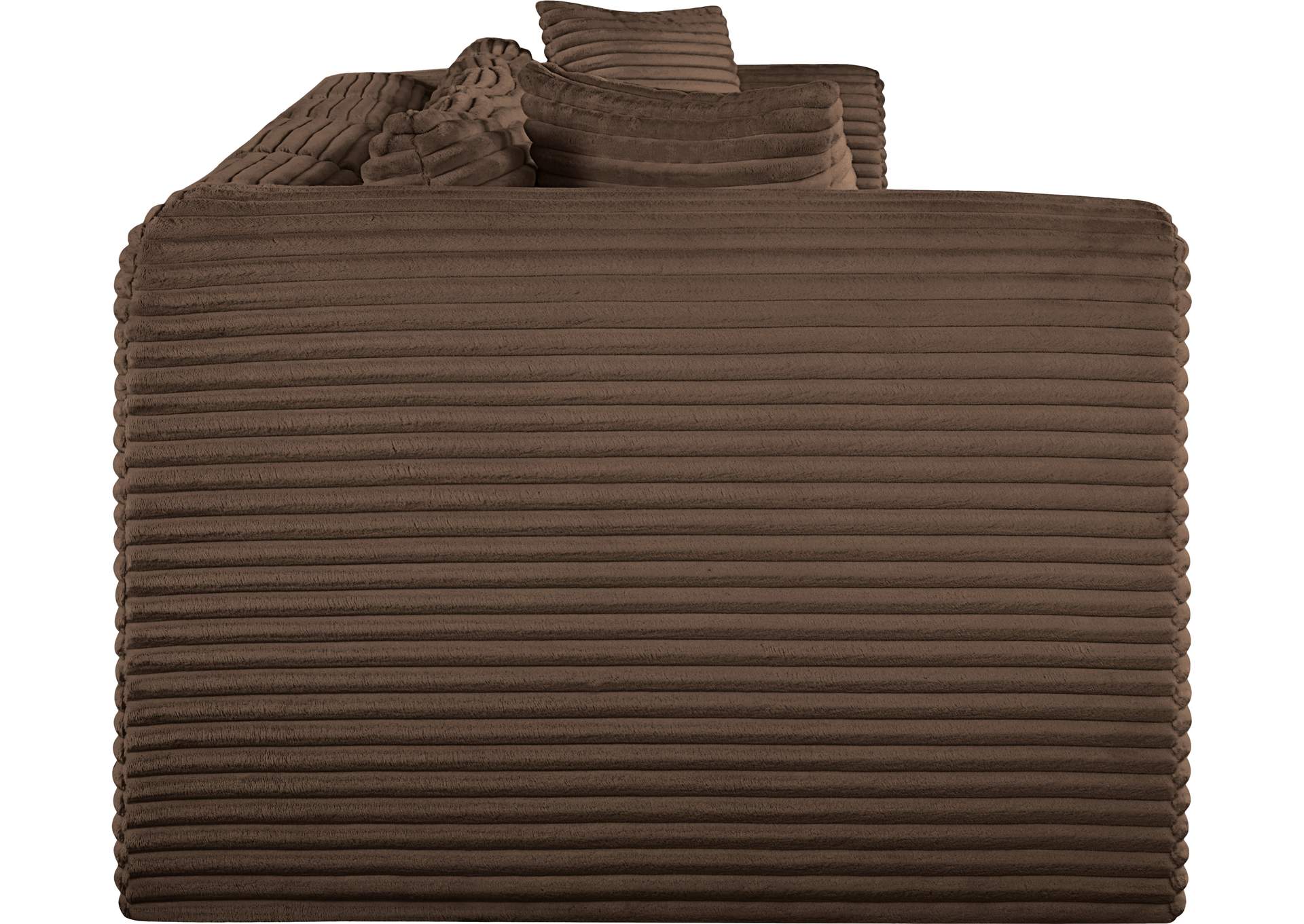 Shaggy Brown Corduroy Performance Fabric Modular Sofa