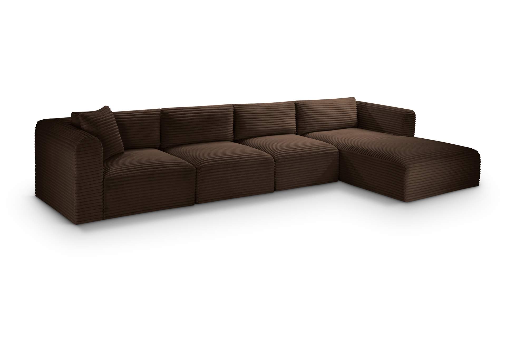 Shaggy Brown Corduroy Performance Fabric Modular Sectional image 1